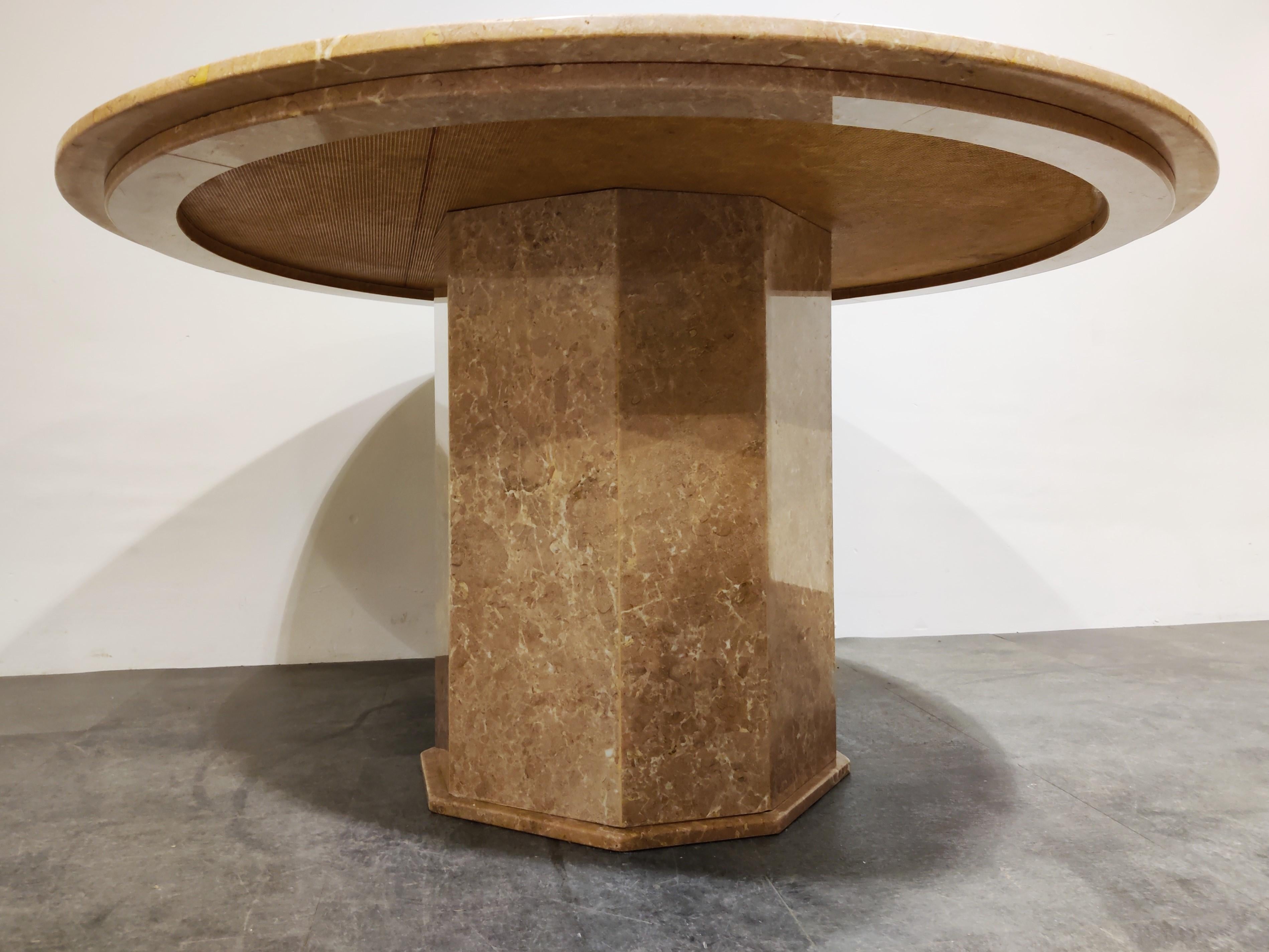 Round Italian Marble Dining Table, 1970s 1