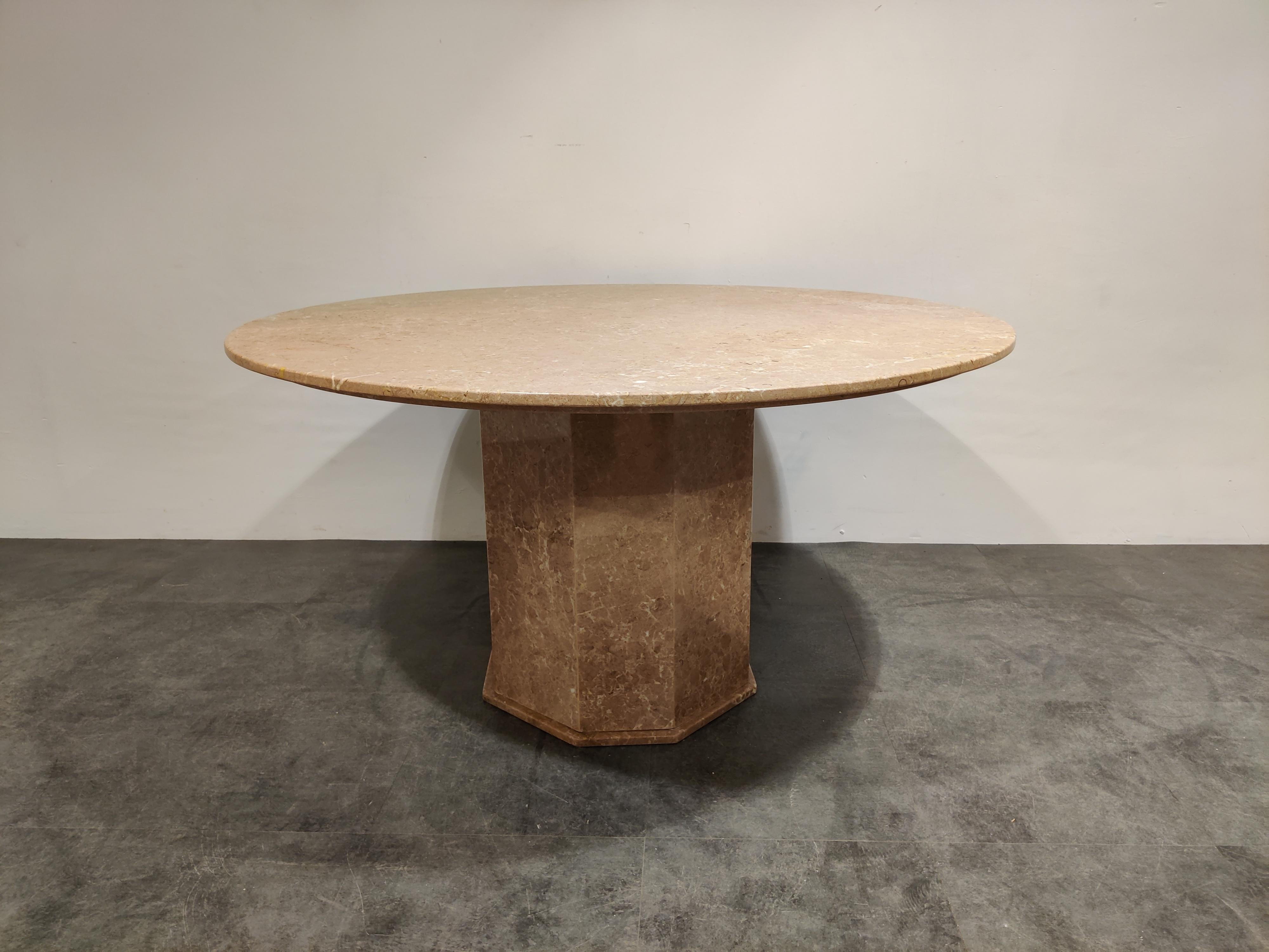 Round Italian Marble Dining Table, 1970s 3