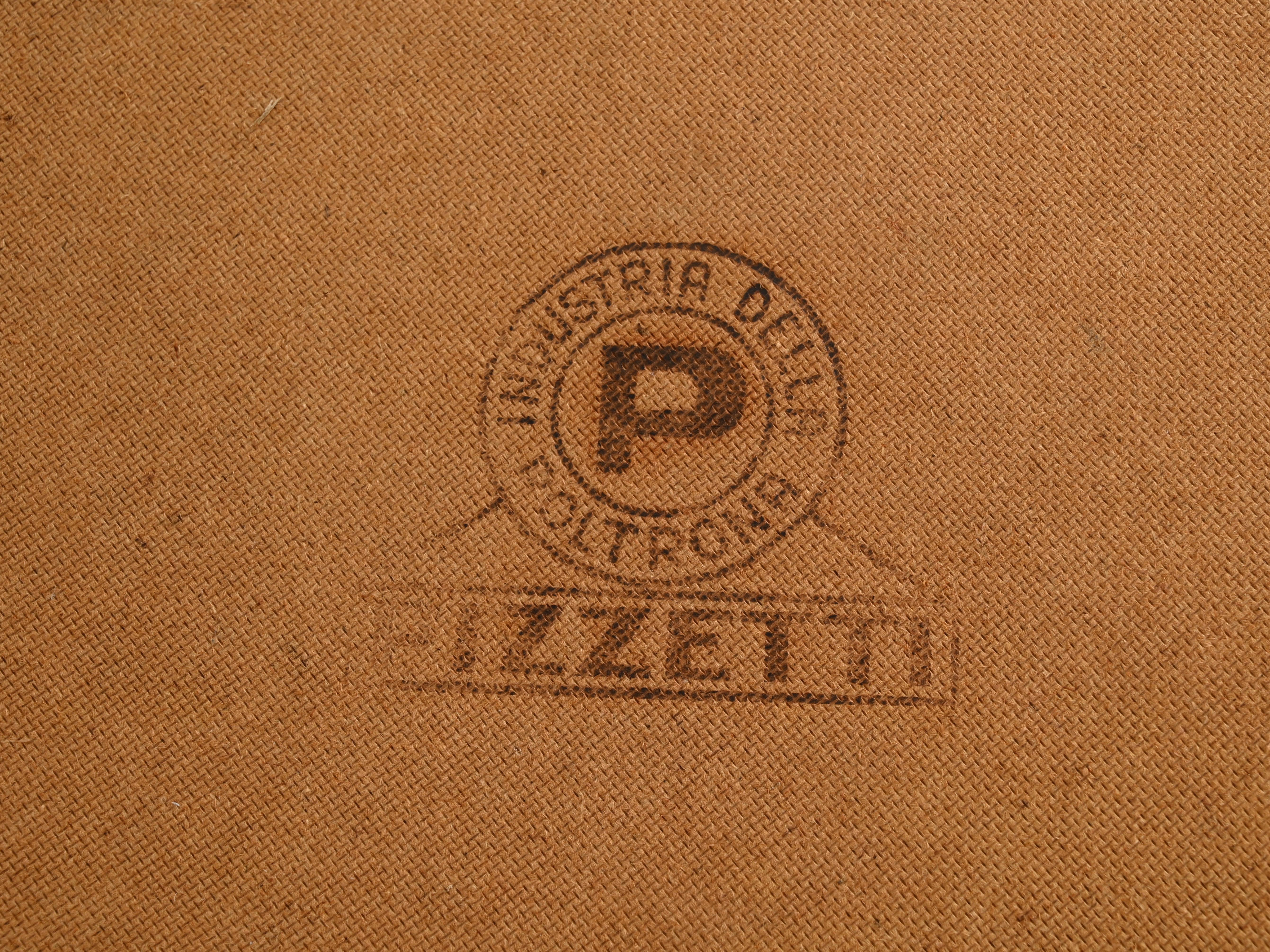 Specchio italiano rotondo in pelle, ottone e corda firmato da Pizzetti, anni '60 in vendita 4