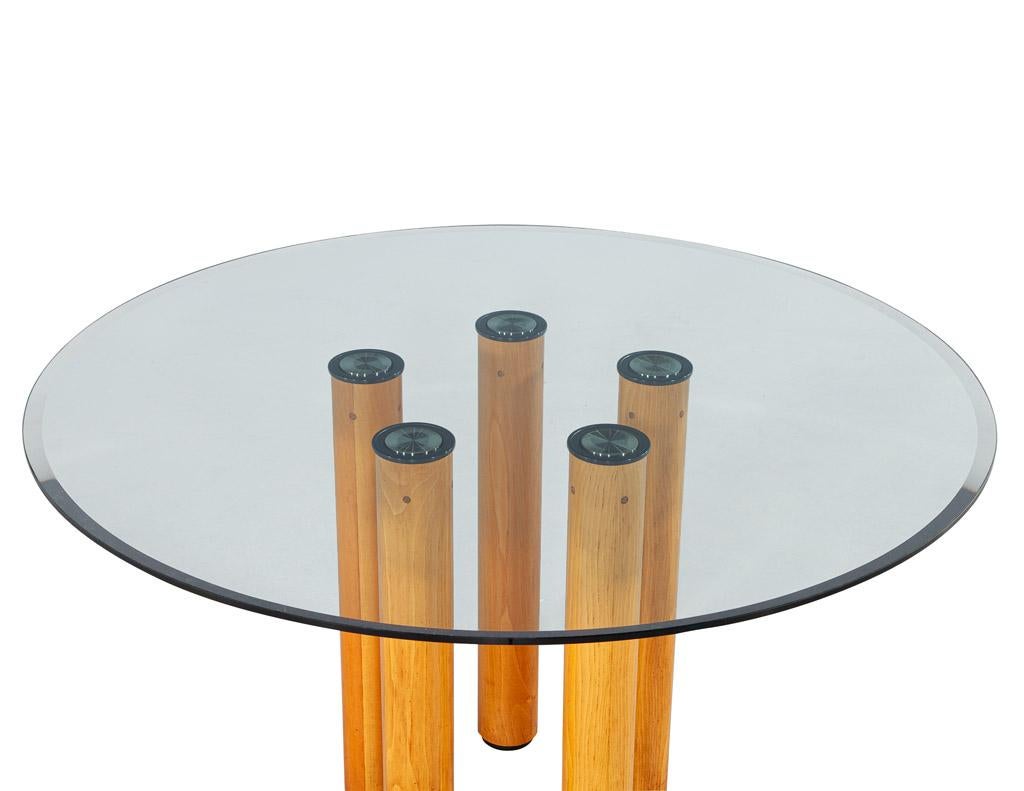 Round Italian Modern Glass Dining Table with Wood Legs by Ico Parisi 3