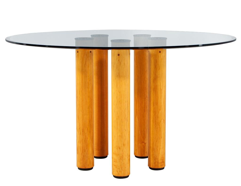 Round Italian Modern Glass Dining Table with Wood Legs by Ico Parisi 5
