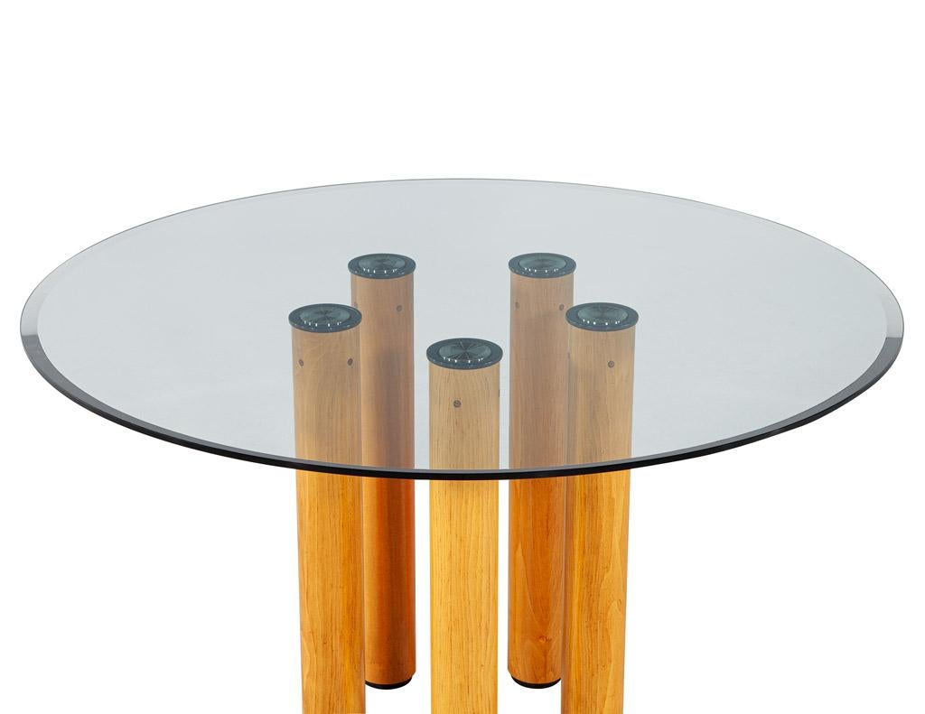 Round Italian Modern Glass Dining Table with Wood Legs by Ico Parisi 1