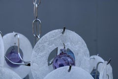 Round Italian Murano Chandelier White Pulegoso Glass ESPERIA