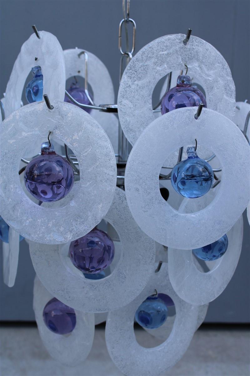 Lampadario rotondo italiano di Murano in vetro bianco Pulegoso ESPERIA In condizioni buone in vendita a Palermo, Sicily