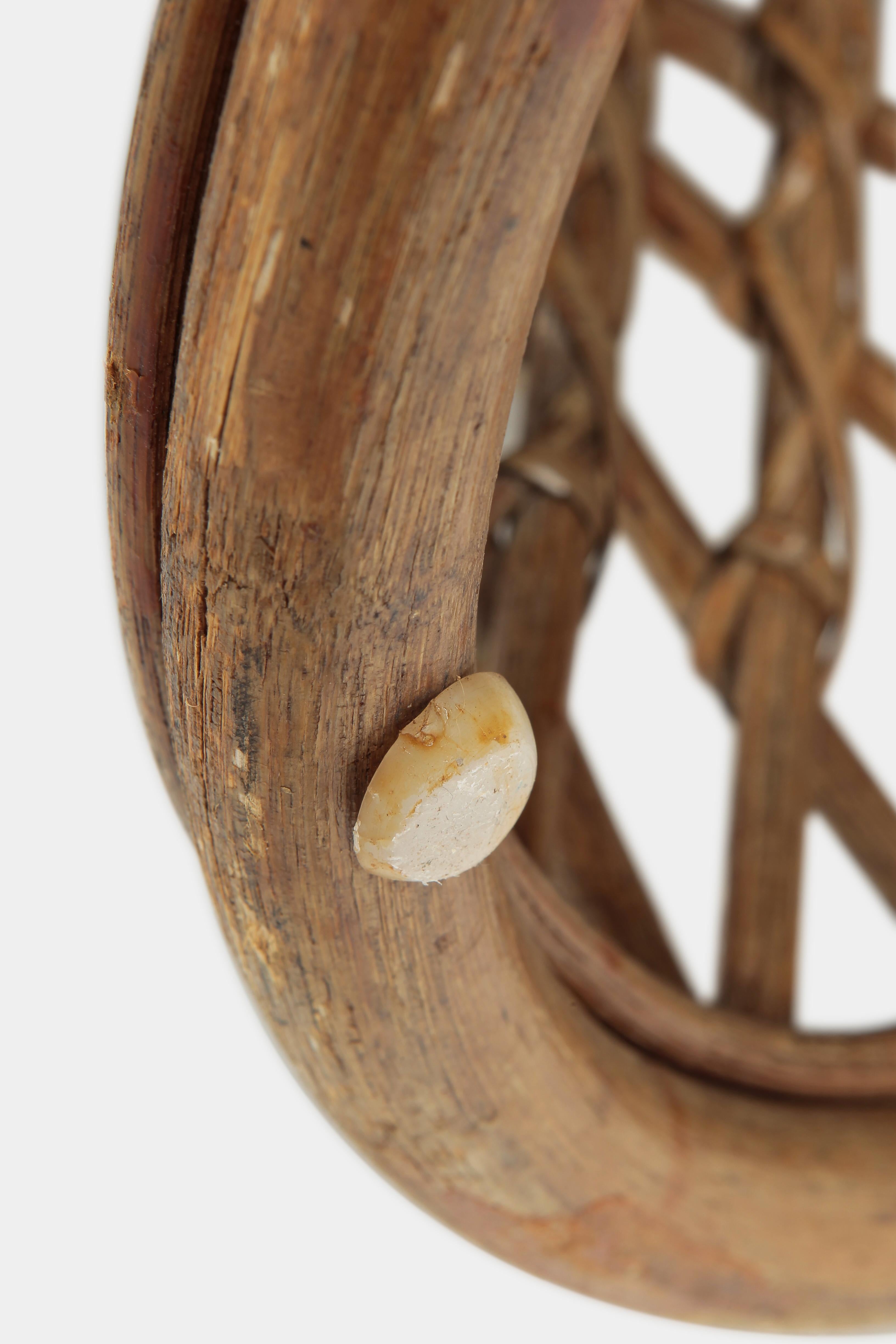 Round Italian Rattan Stool, 1950s For Sale 4