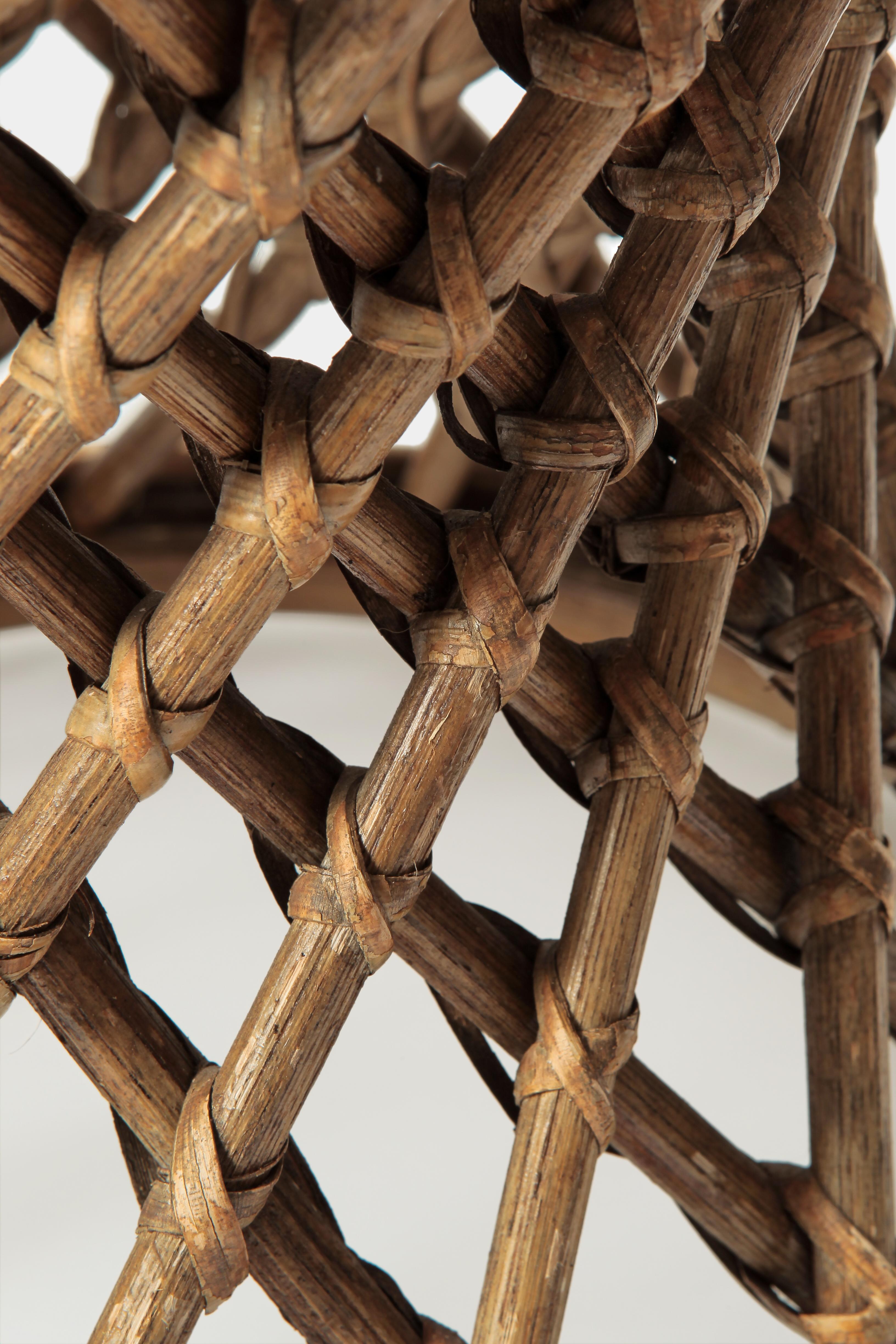 Round Italian Rattan Stool, 1950s For Sale 3