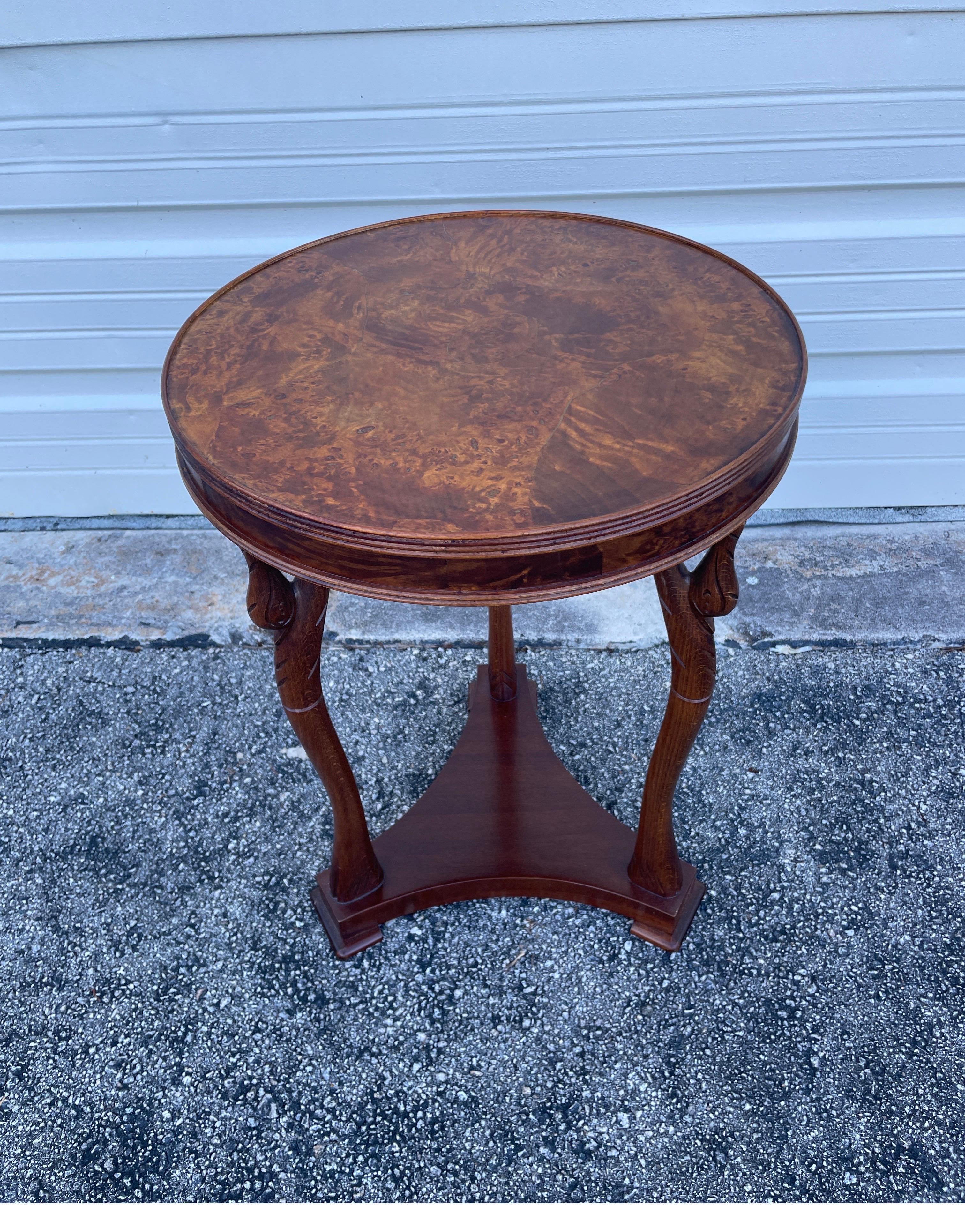 Round Italian Swan Side / Drinks Table with Burlwood Top 1