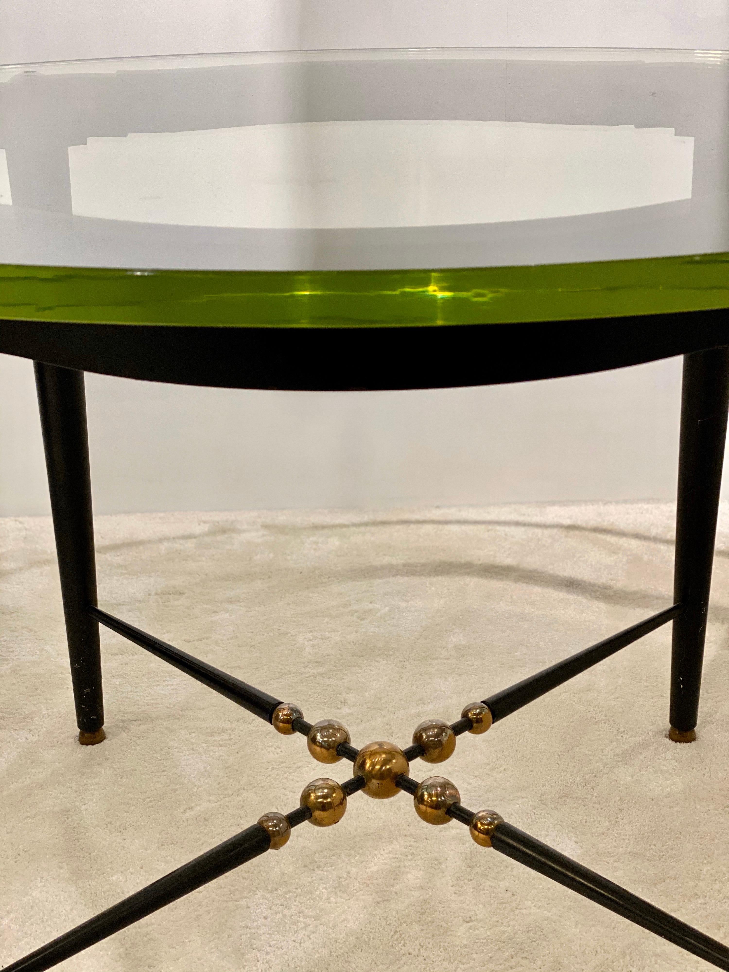 Brass Round Italian Table, 1940s For Sale