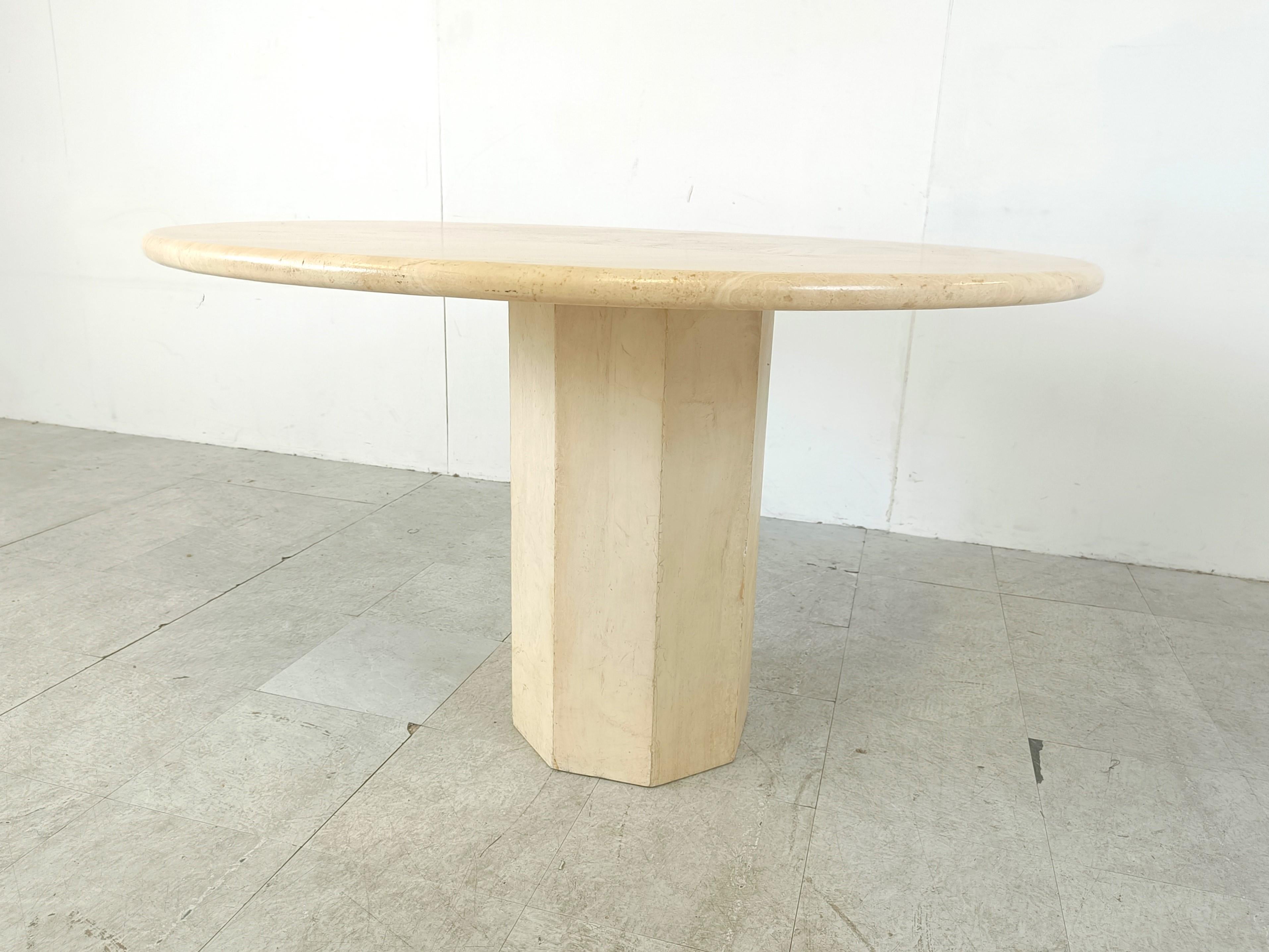Mid-Century Modern Round italian travertine dining table 1970s For Sale
