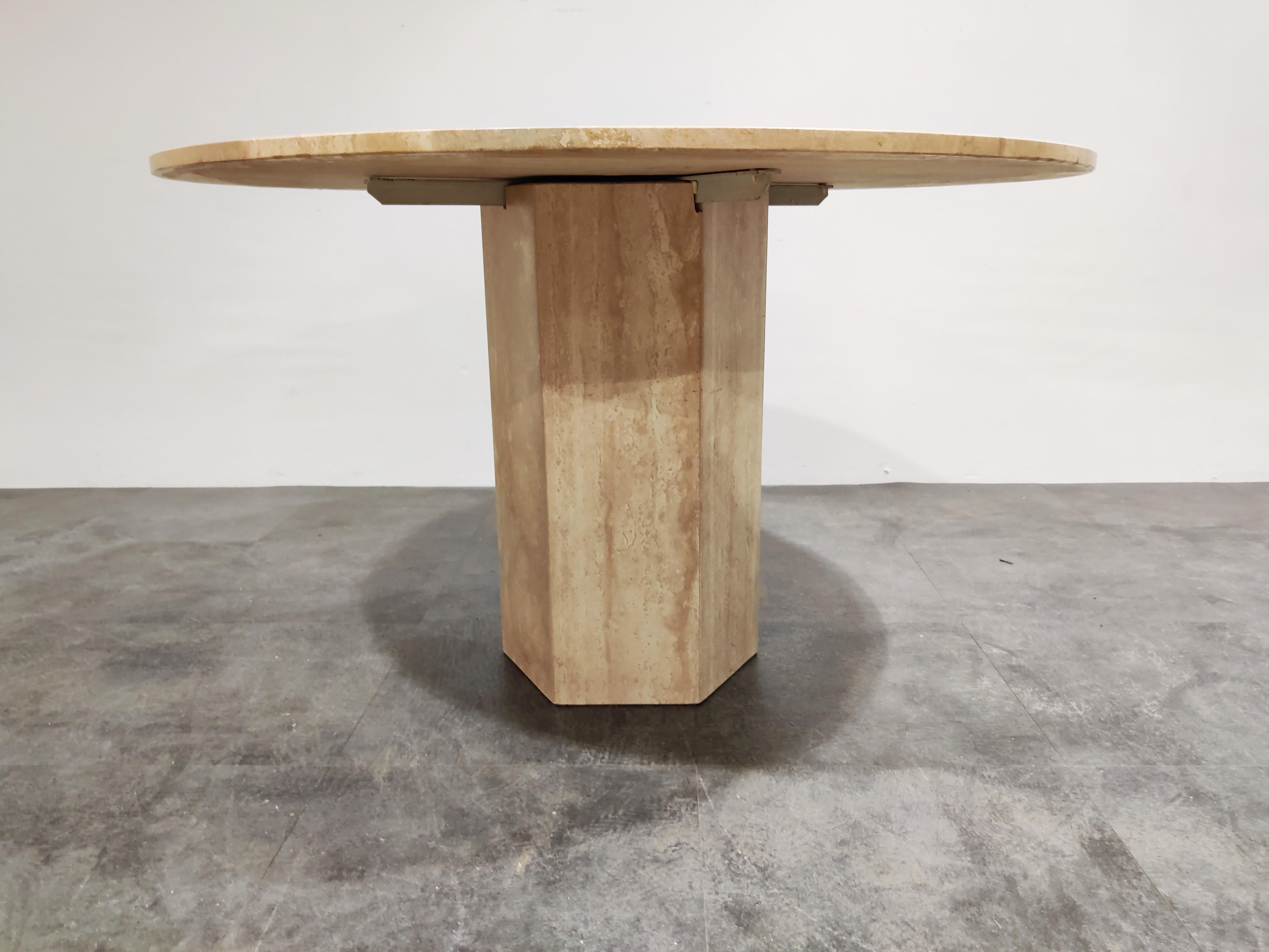travertine round dining table