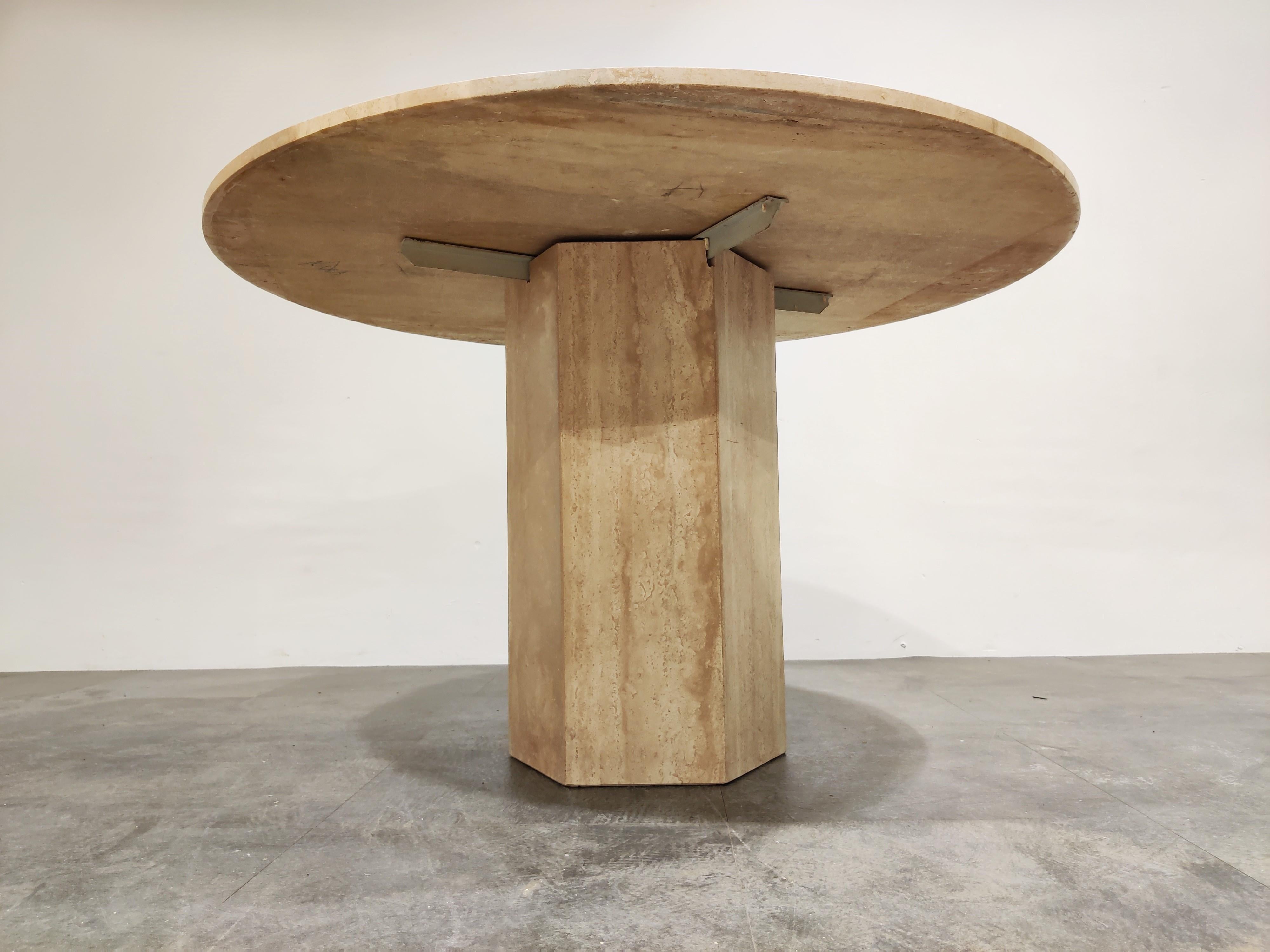 travertine dining table round