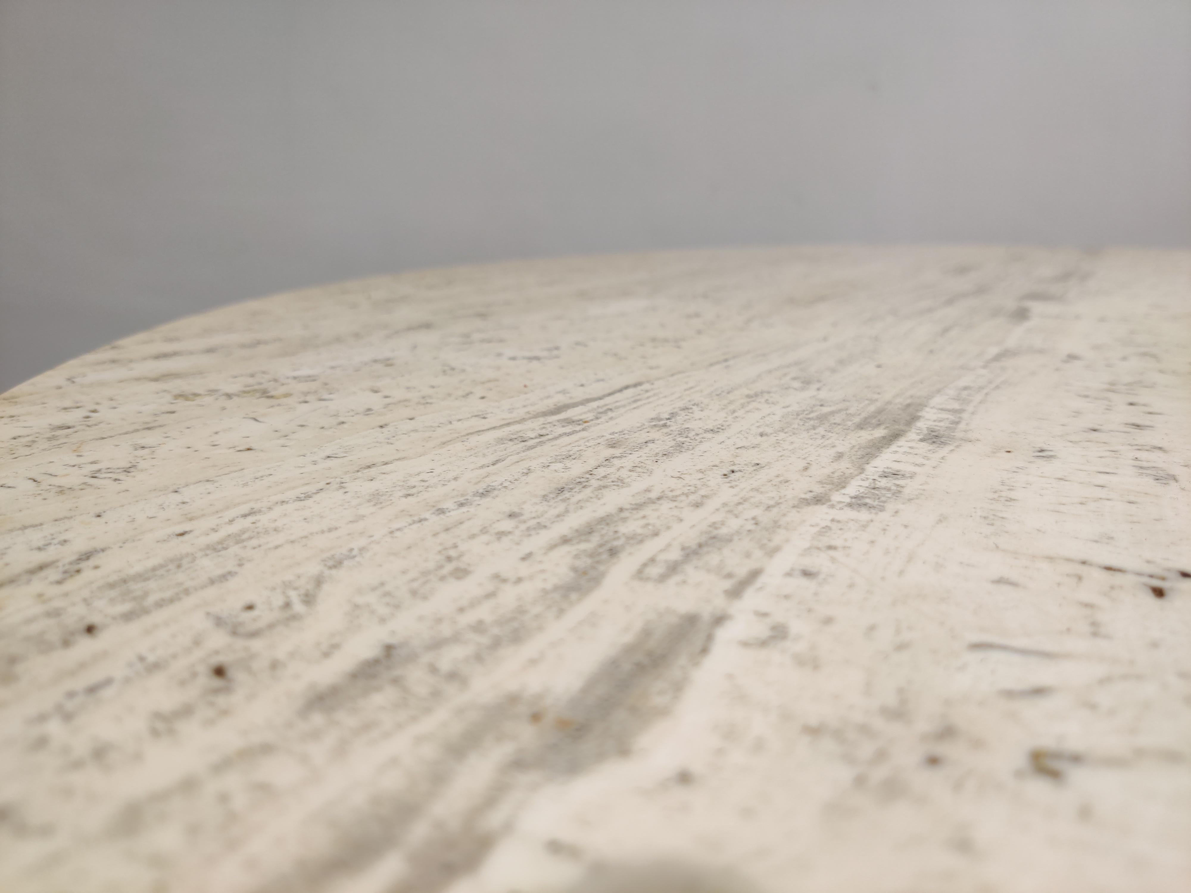 Round Italian Travertine Dining Table, 1970s 2