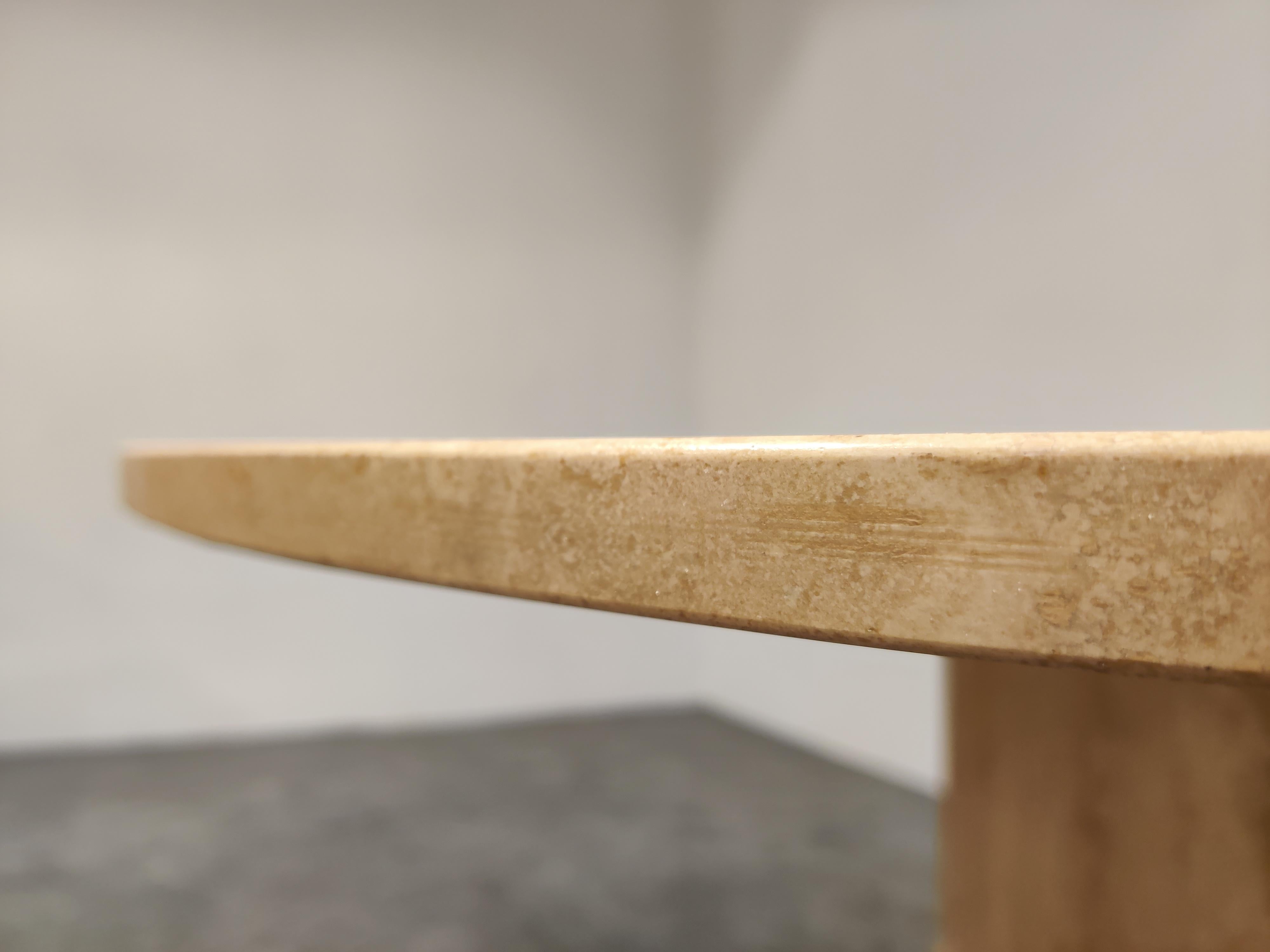 Late 20th Century Round Italian Travertine Dining Table, 1970s
