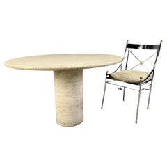 Round italian travertine dining table 1970s