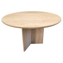 Round italian travertine dining table 1970s