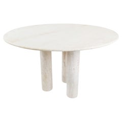 Round italian travertine dining table 1970s
