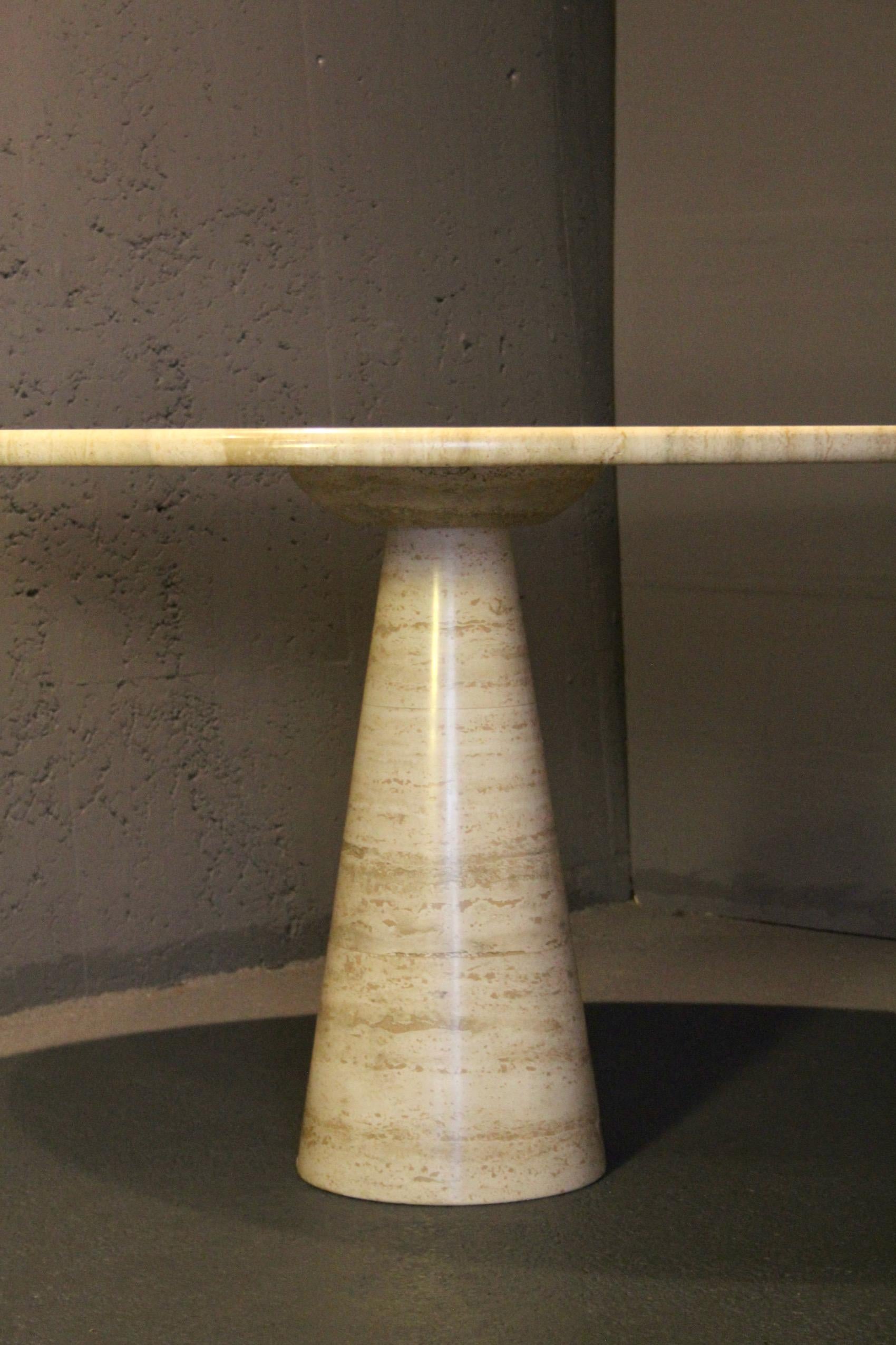 Round Italian Travertine Dining Table For Sale 6