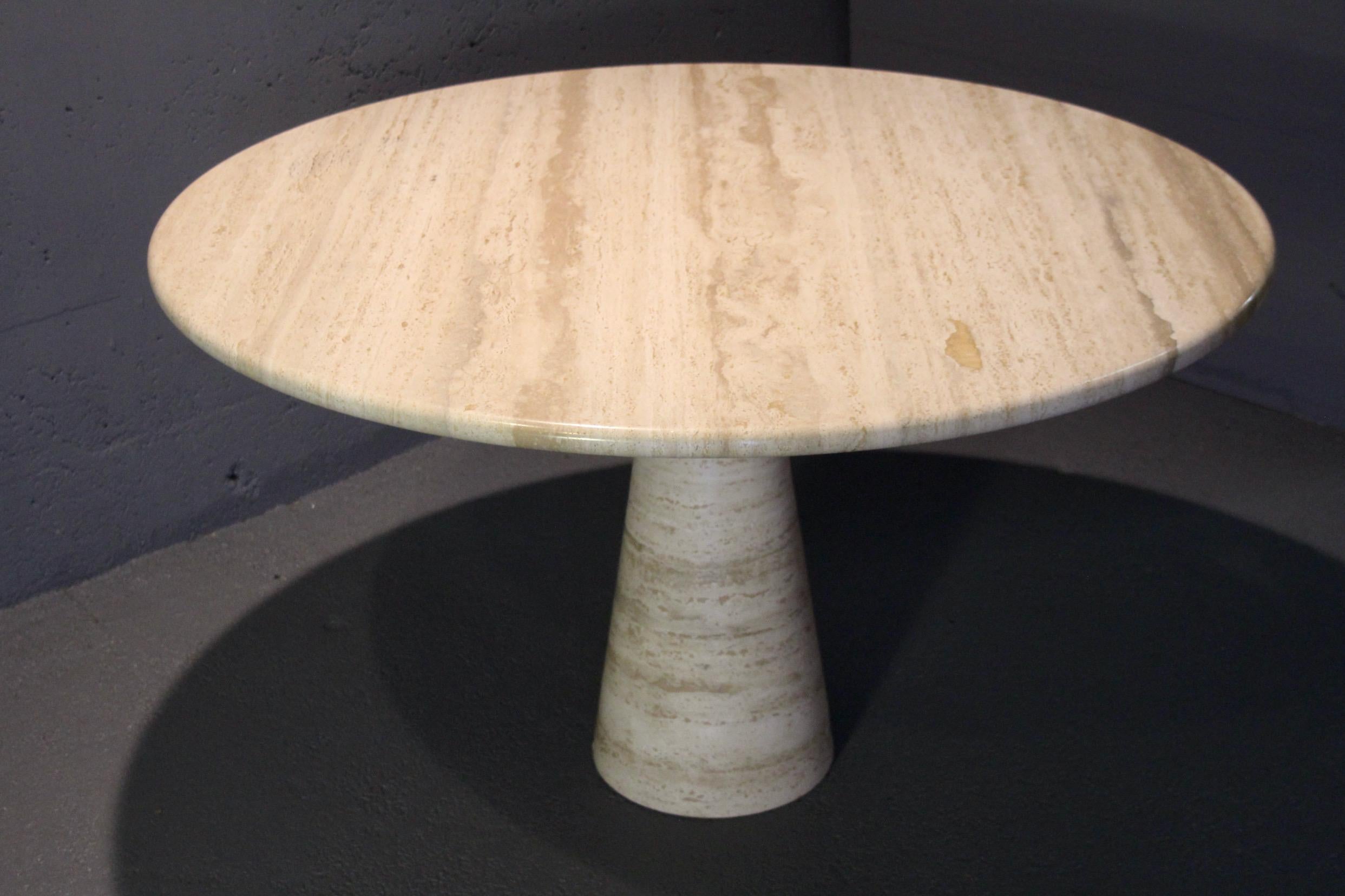 Round Italian Travertine Dining Table For Sale 7