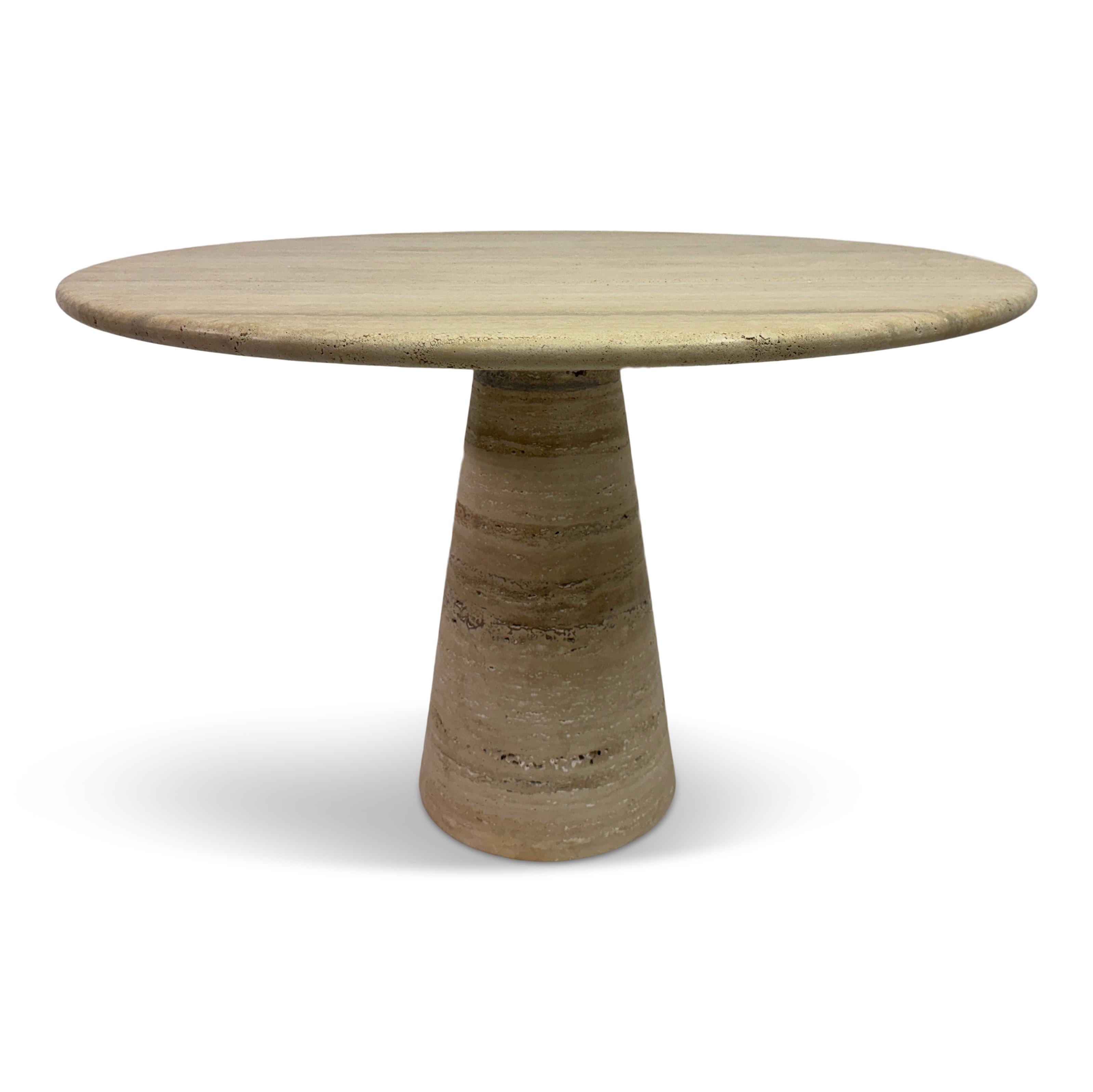 Mesa de comedor redonda de travertino italiano en venta 6
