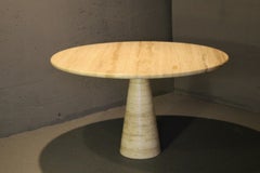 Round Italian Travertine Dining Table