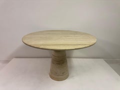 Round Italian Travertine Dining Table