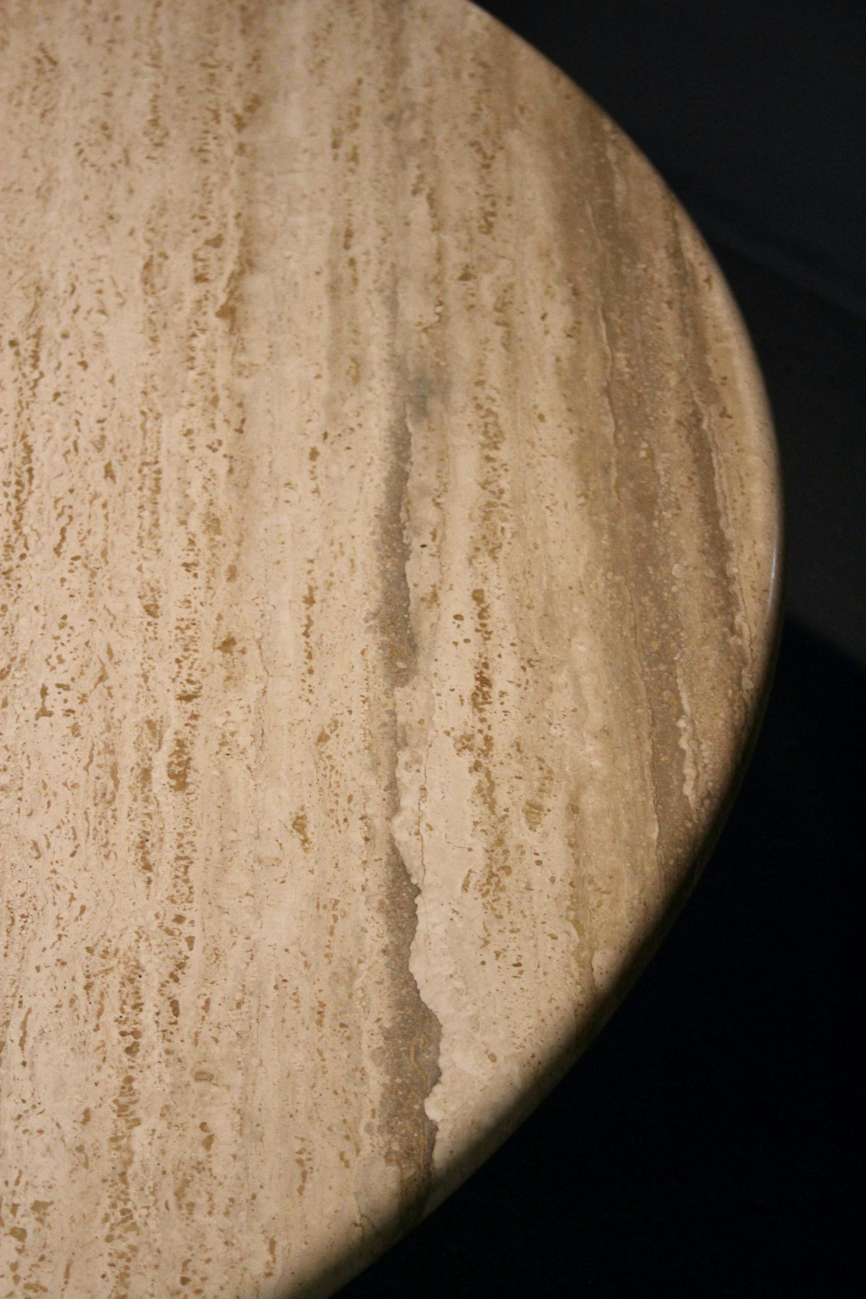 Round Italian Travertine Dining Table For Sale 1