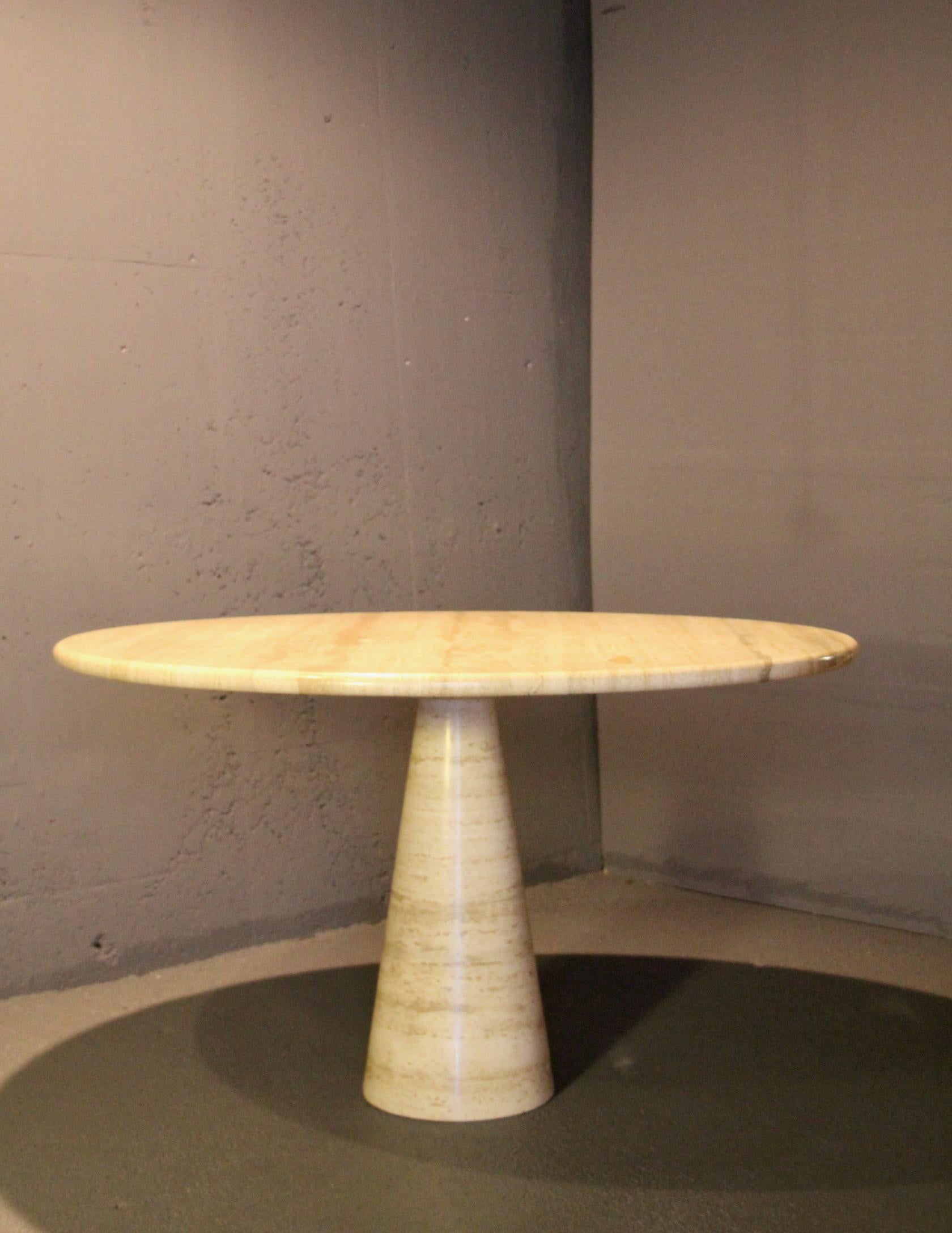 Round Italian Travertine Dining Table For Sale 2