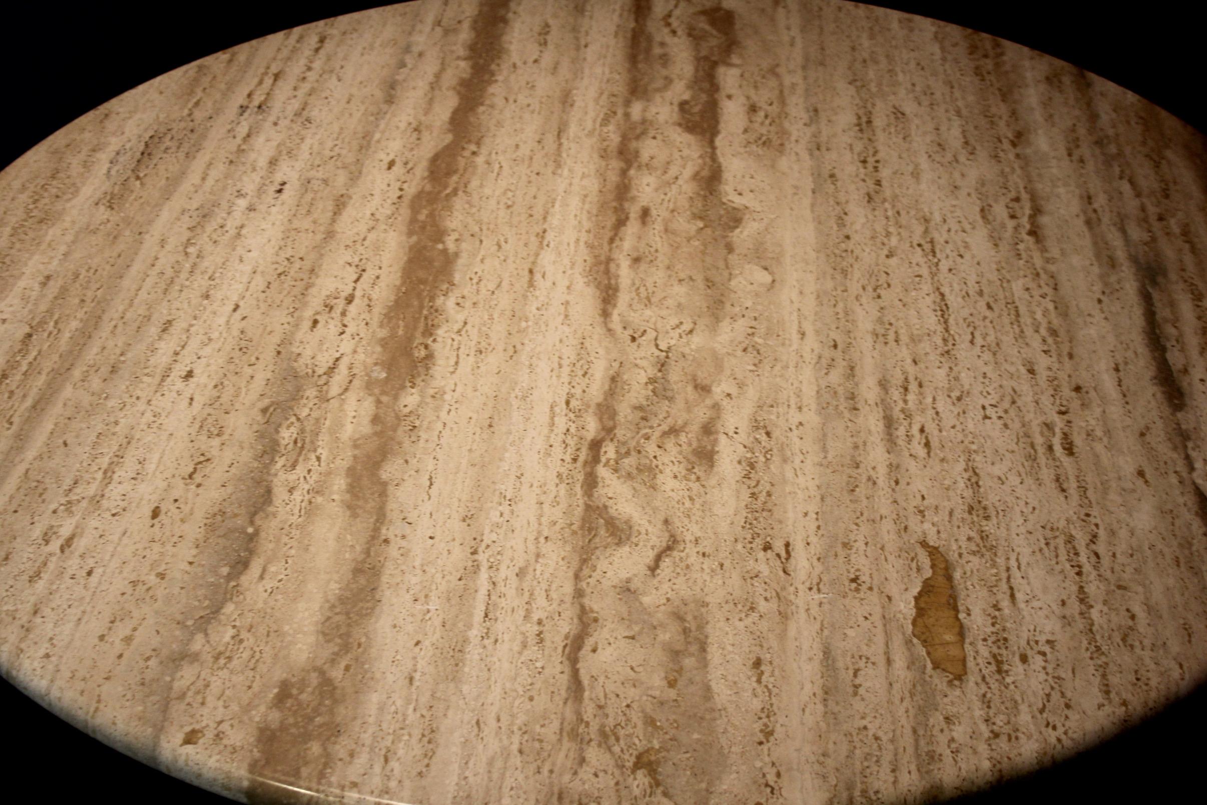 Round Italian Travertine Dining Table For Sale 3