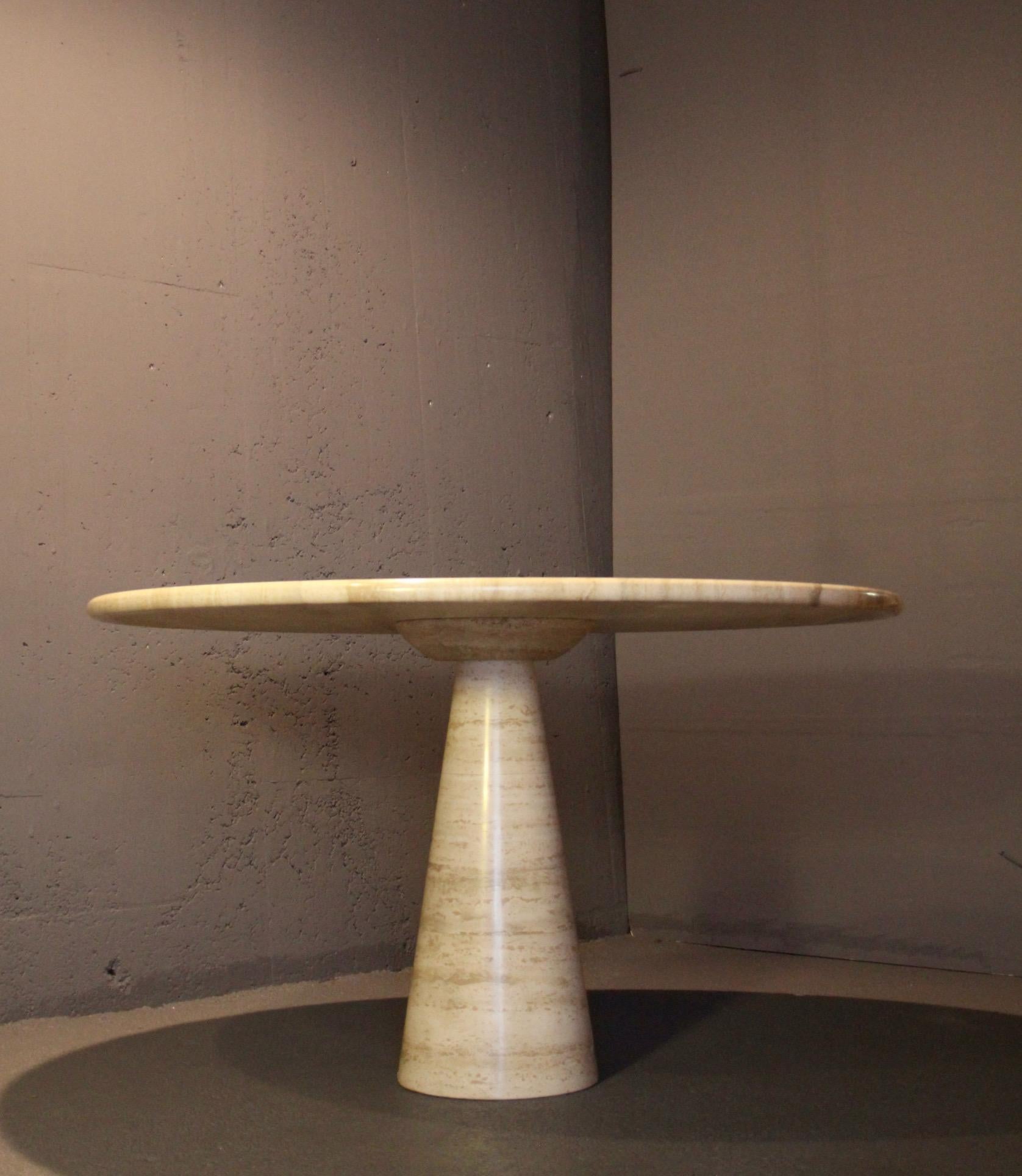 Round Italian Travertine Dining Table For Sale 4