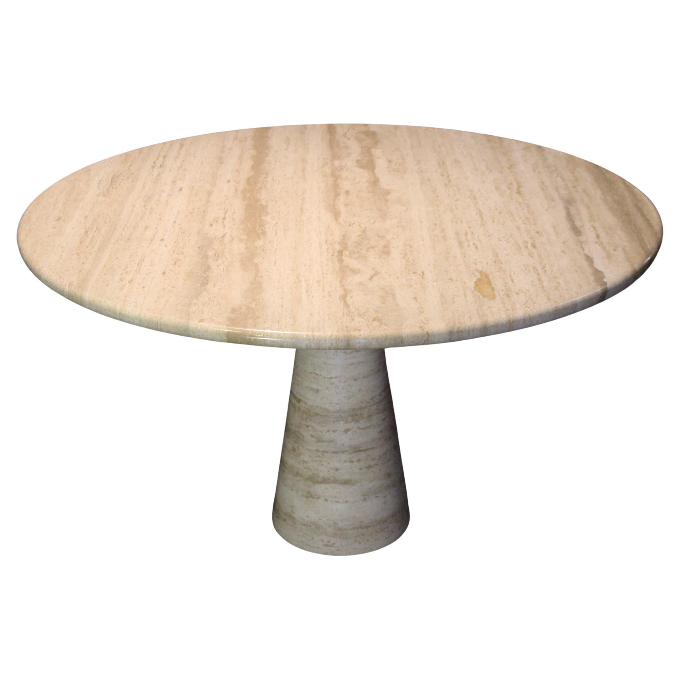 Round Italian Travertine Dining Table For Sale