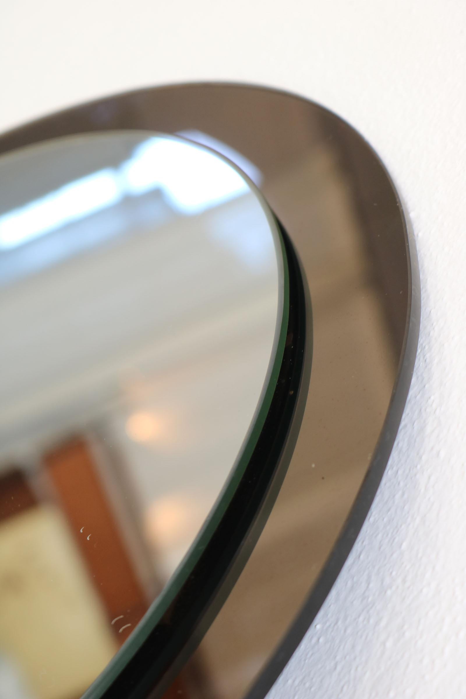 Round Italian Twotone Mirror, Design: Antonio Lupi by Cristal Luxor, 1960s For Sale 12