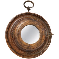Round Italian Vintage Fruit Wood Mirror