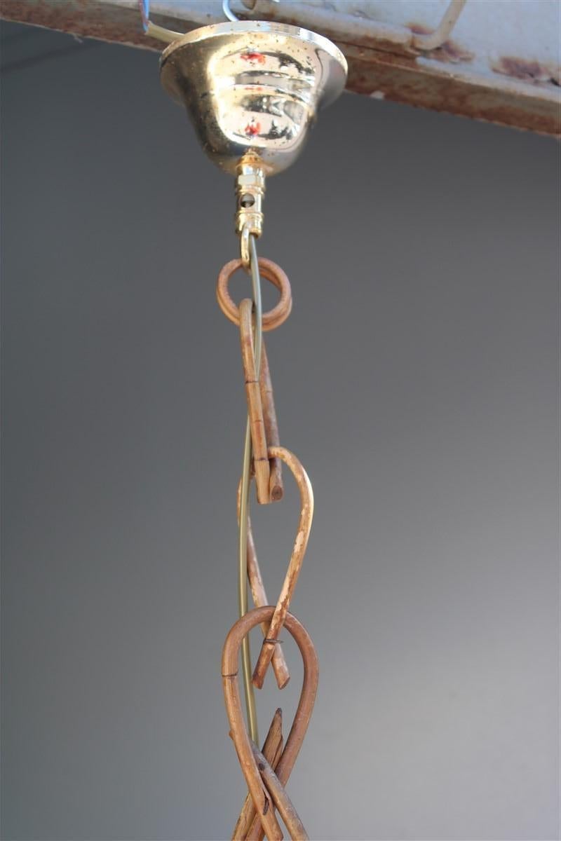 Lanterne ronde de lustre italien en osier de style Franco Albini de 1960 en vente 1