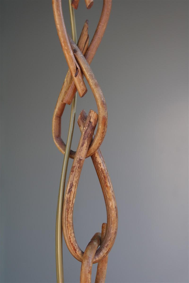 Lanterne ronde de lustre italien en osier de style Franco Albini de 1960 en vente 2