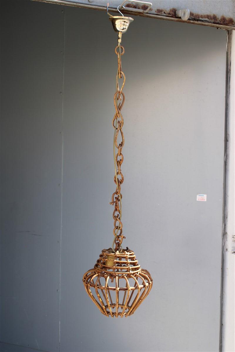 Lanterne ronde de lustre italien en osier de style Franco Albini de 1960 en vente 3