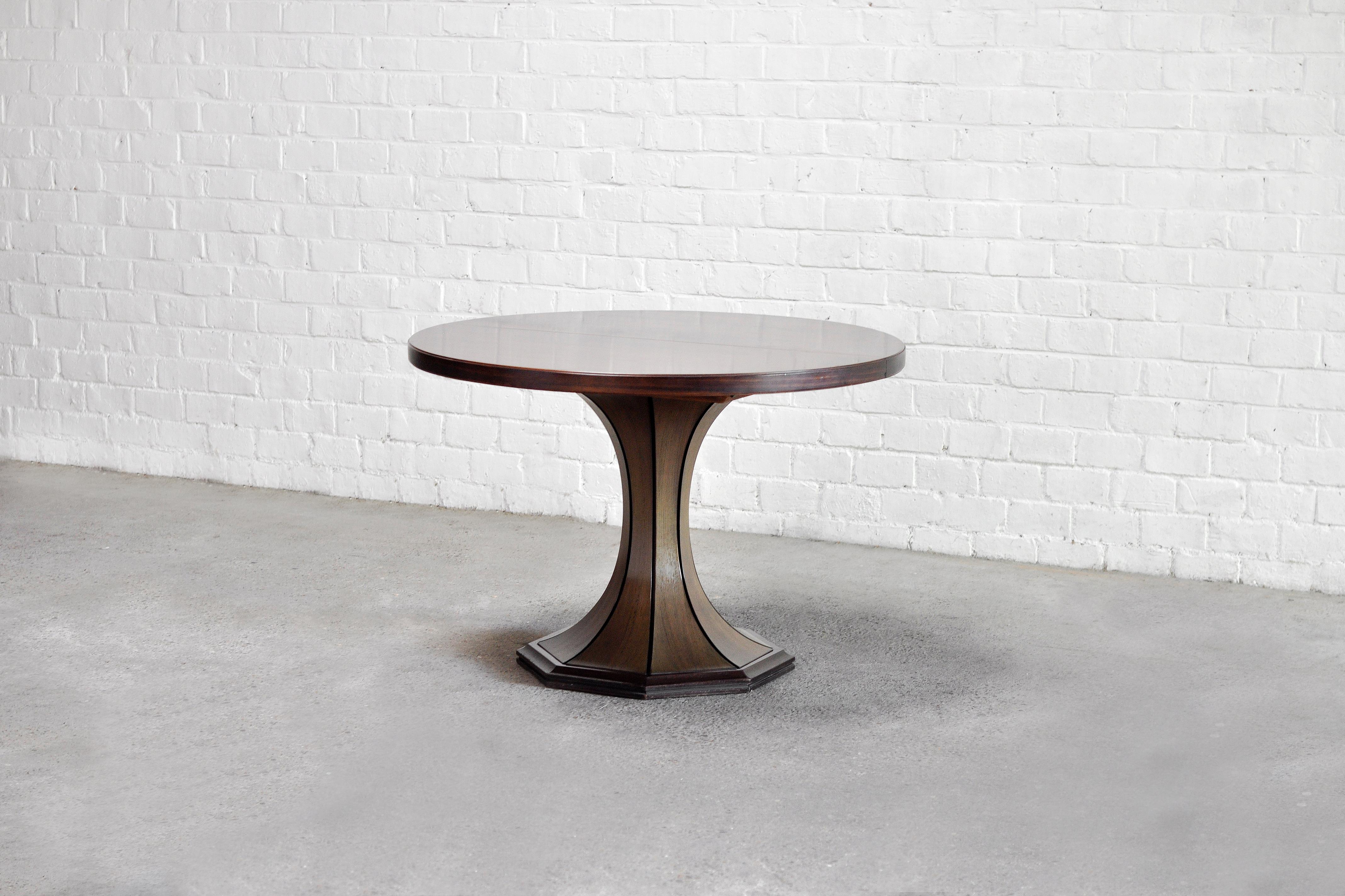 Italian Round Extendable Wooden Dining Table Attributed to Carlo de Carli, Italy 1960s