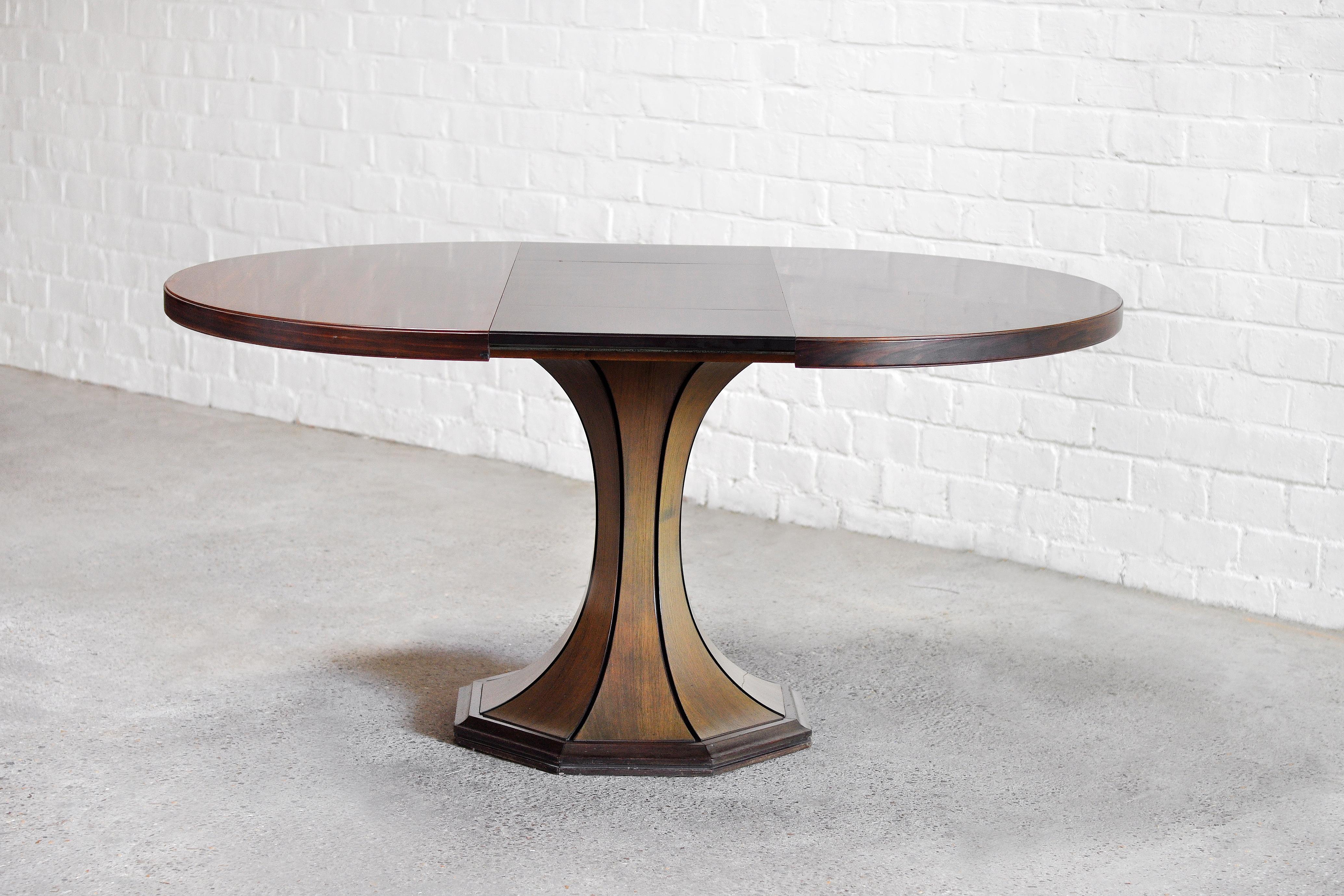 Round Extendable Wooden Dining Table Attributed to Carlo de Carli, Italy 1960s 1