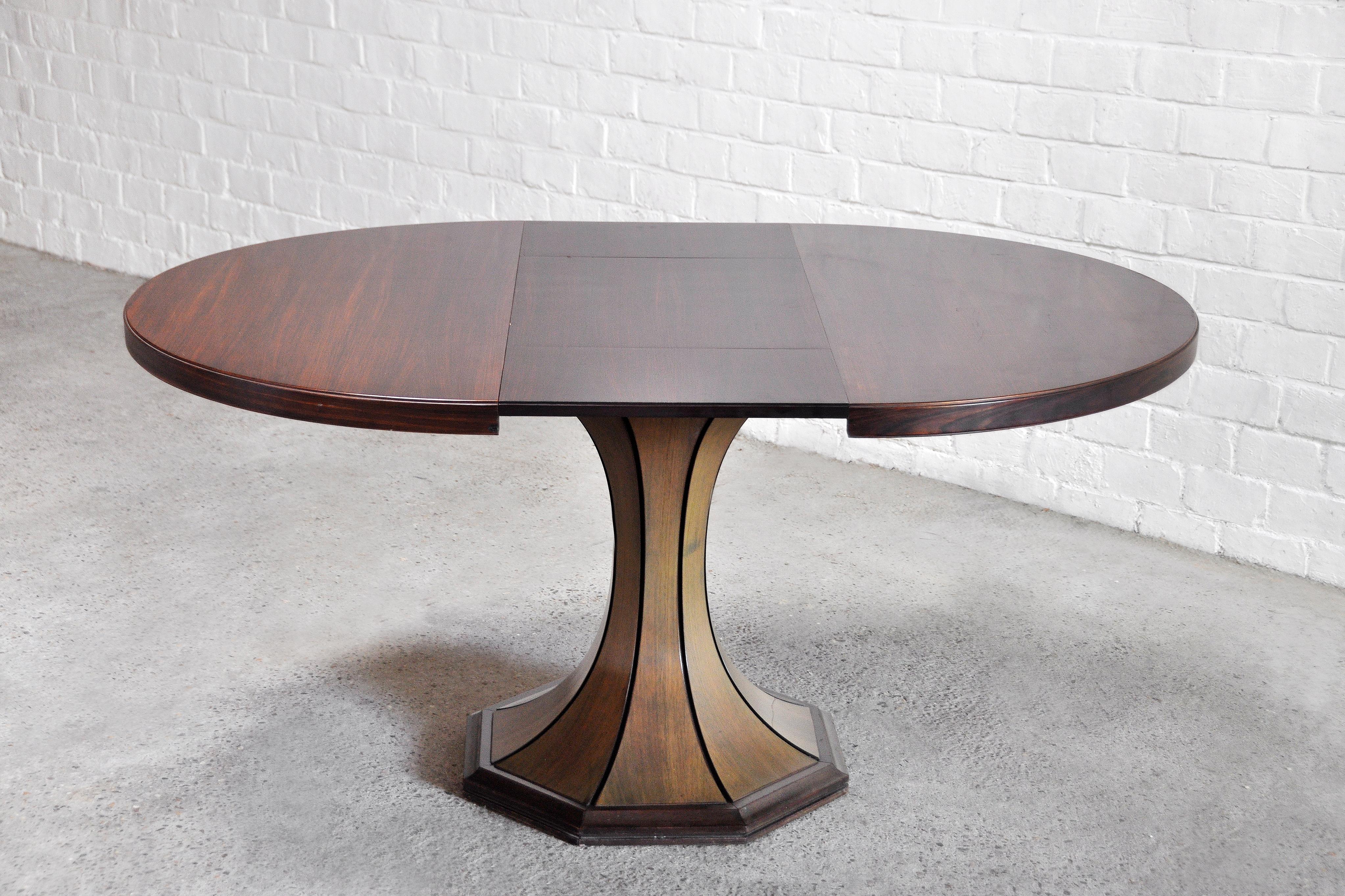 Round Extendable Wooden Dining Table Attributed to Carlo de Carli, Italy 1960s 2