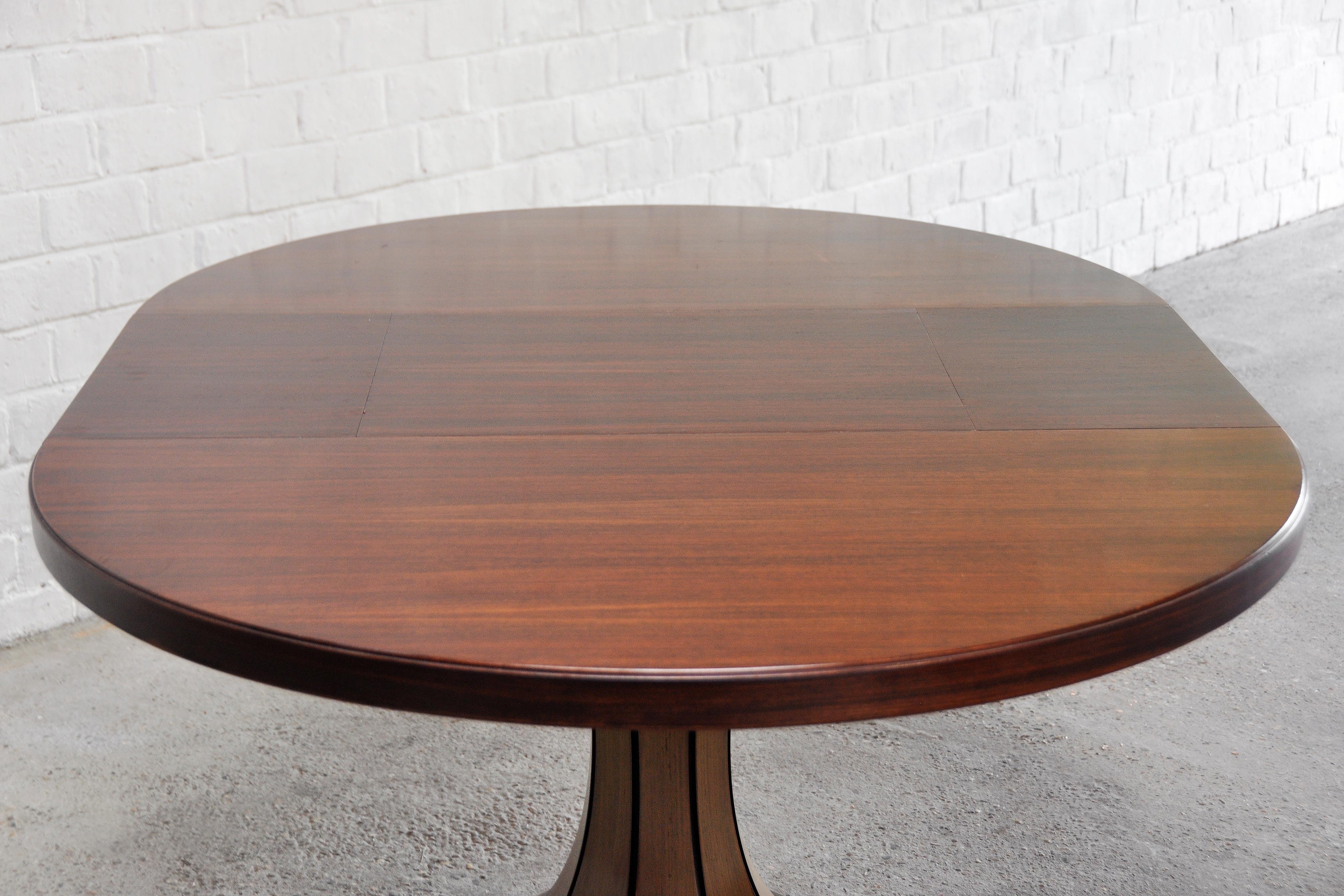 Round Extendable Wooden Dining Table Attributed to Carlo de Carli, Italy 1960s 3