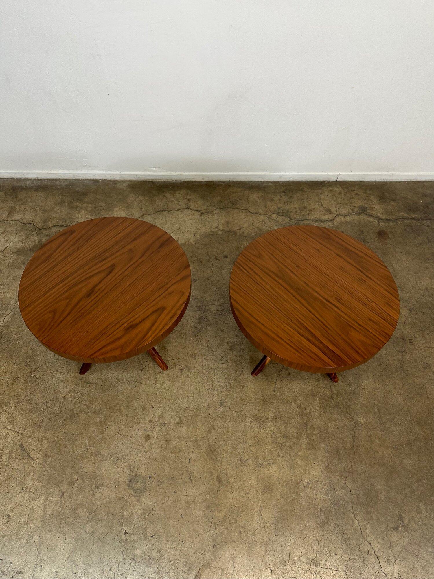 Mid-Century Modern Round Jacks Side Table in Walnut- Sold Individually For Sale
