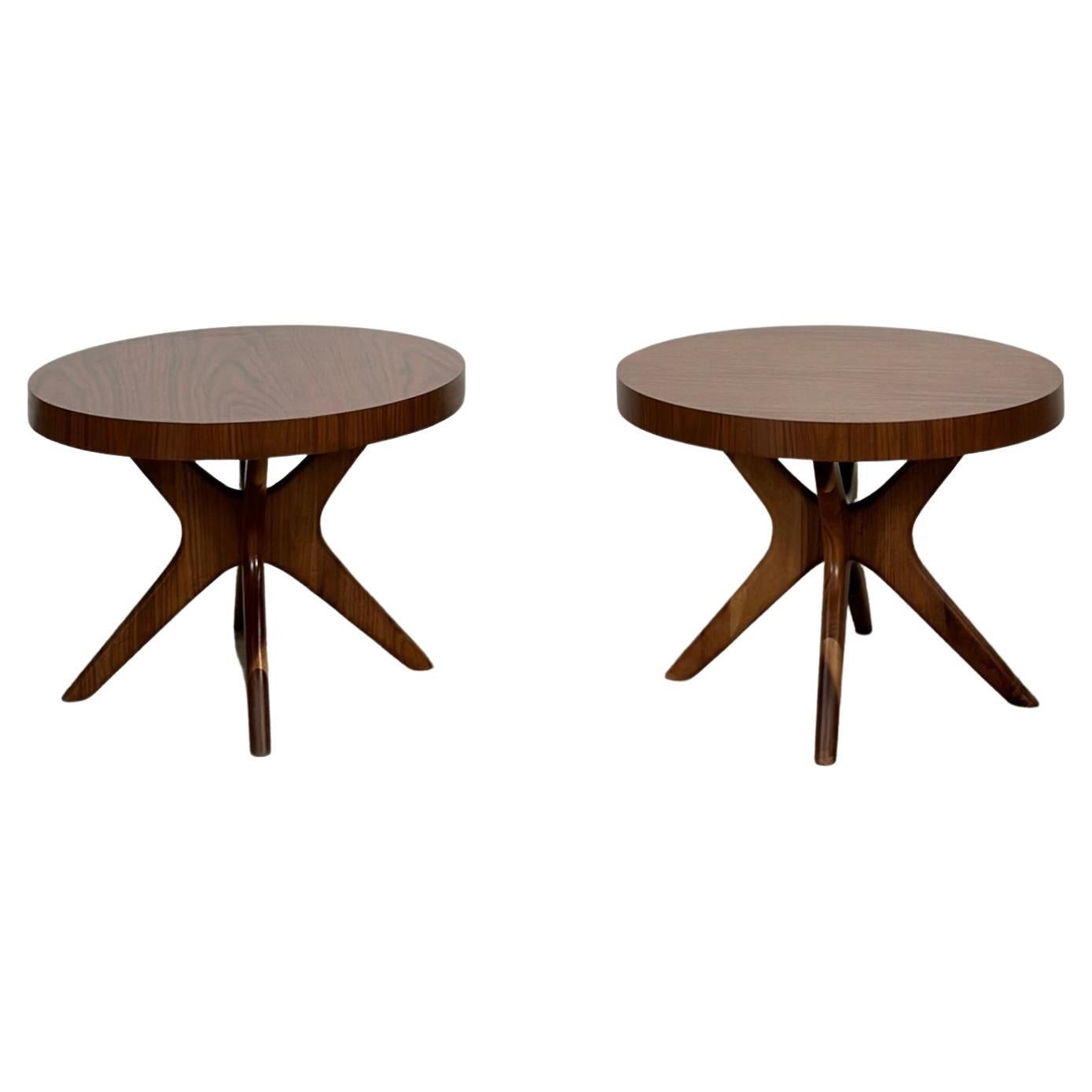 Round Jacks Side Table in Walnut- Sold Individually For Sale