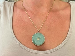 Round Jade Disc Necklace 14k Yellow Gold