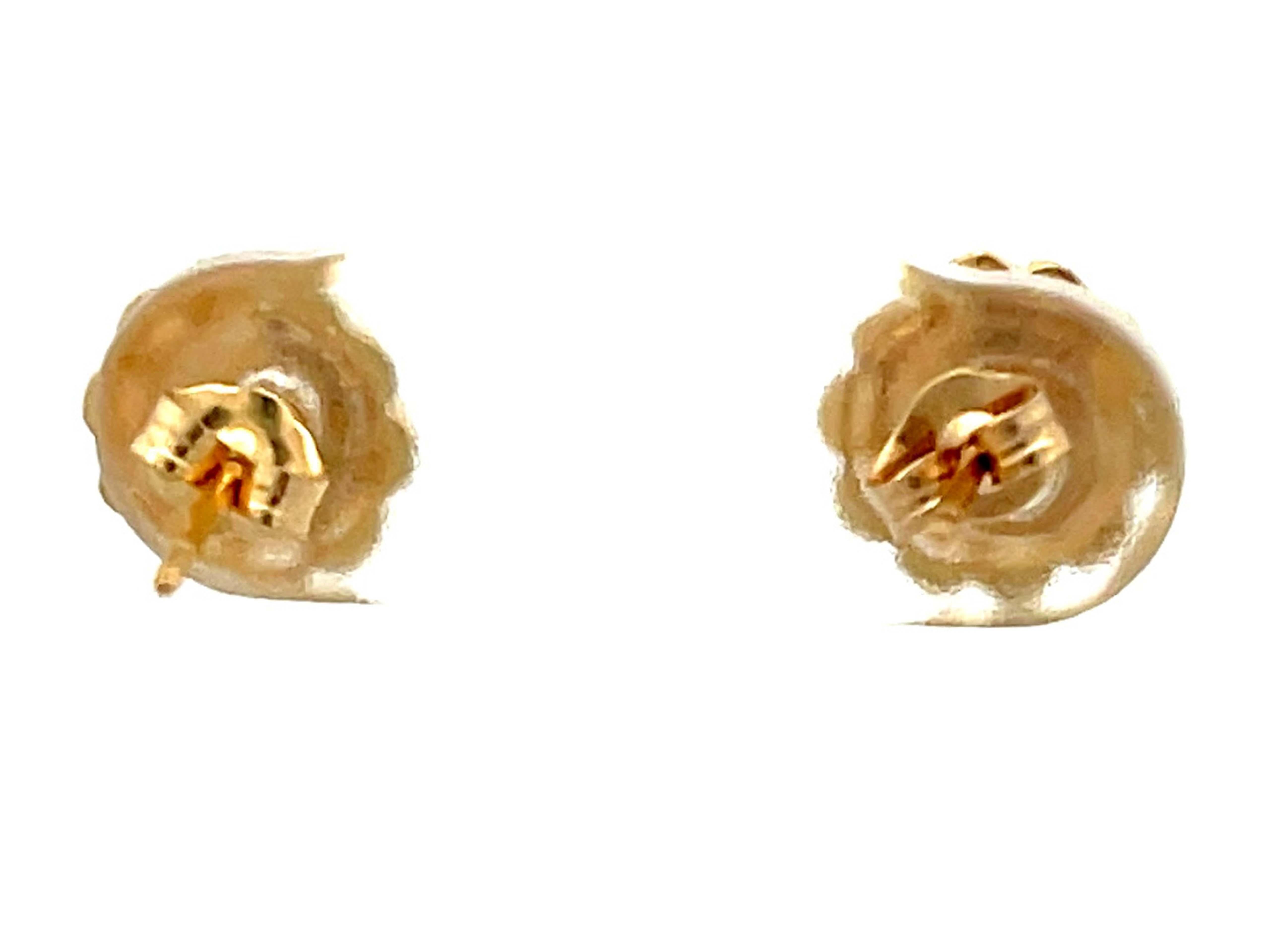 Round Jade Stud Earrings in 14k Yellow Gold 1