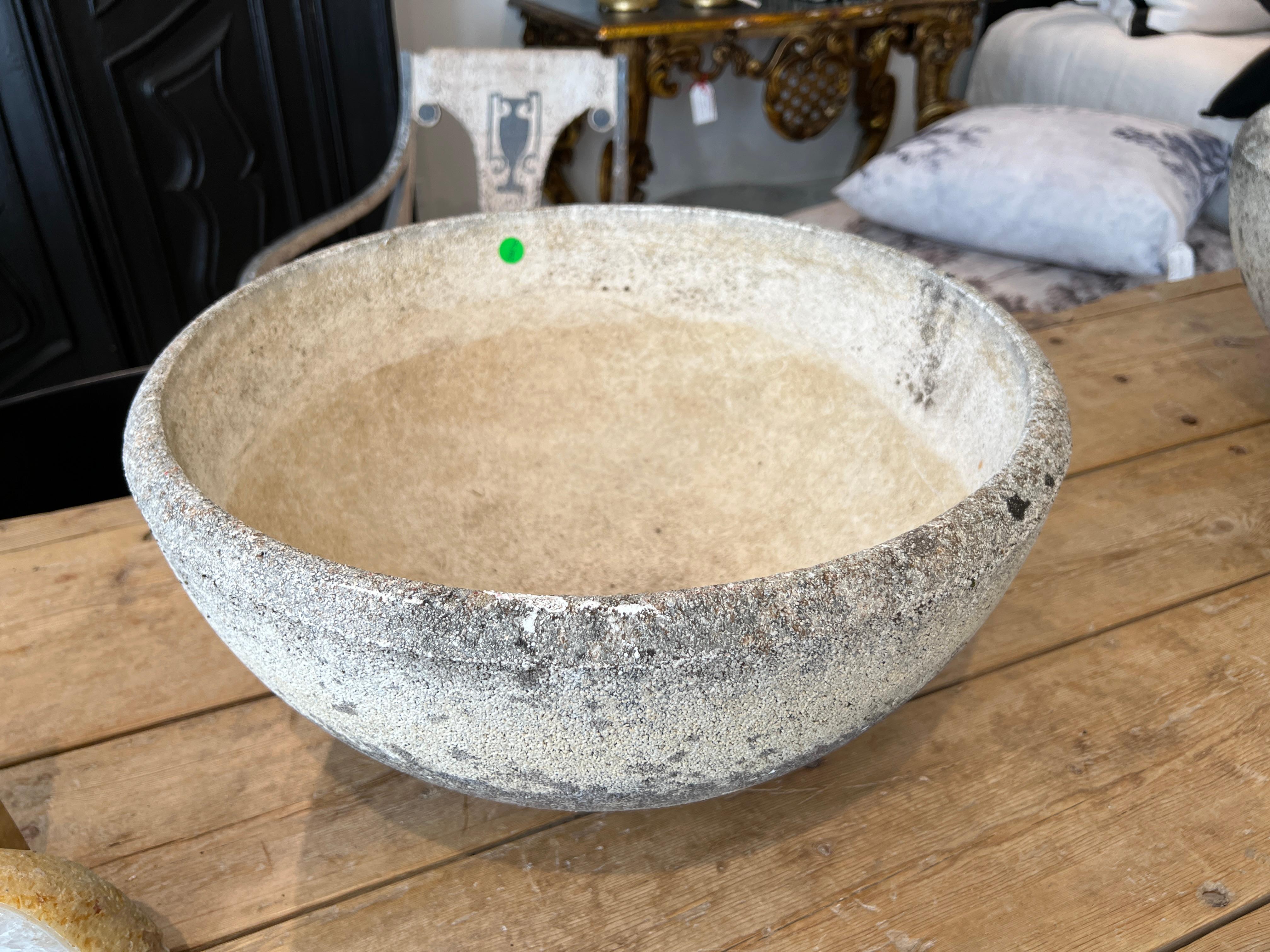 Concrete Round Jardiniere (Two Available) For Sale