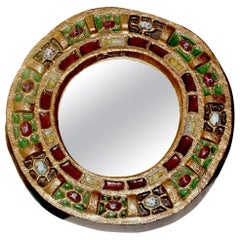 Round Jeweled Mirror by Guerin, France, 1960s