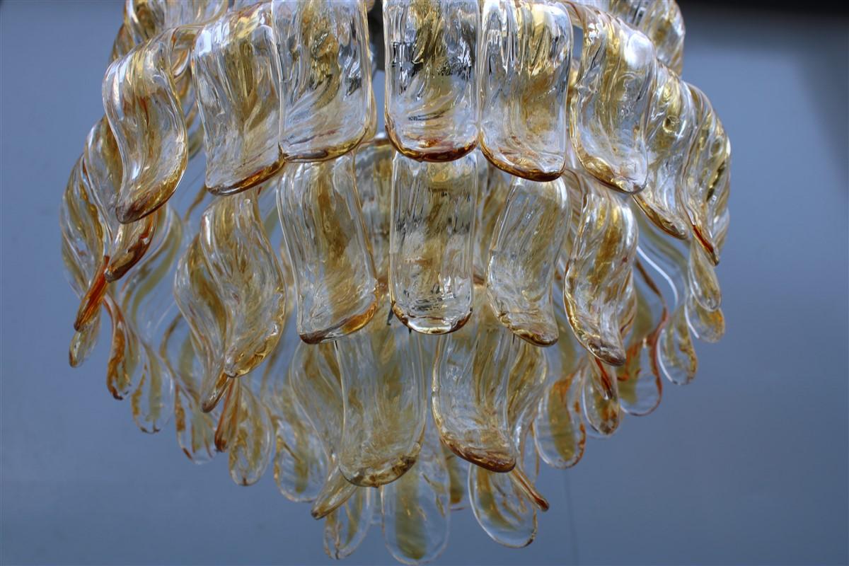 Round La Murrina chandelier Italian design transparent yellow murano glass, 1960.