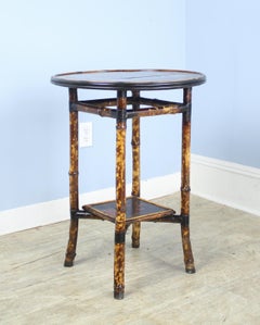 Round Lacquered Bamboo Side Table