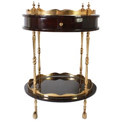 Round Lacquered Bar Cart with Brass Details, circa 1970