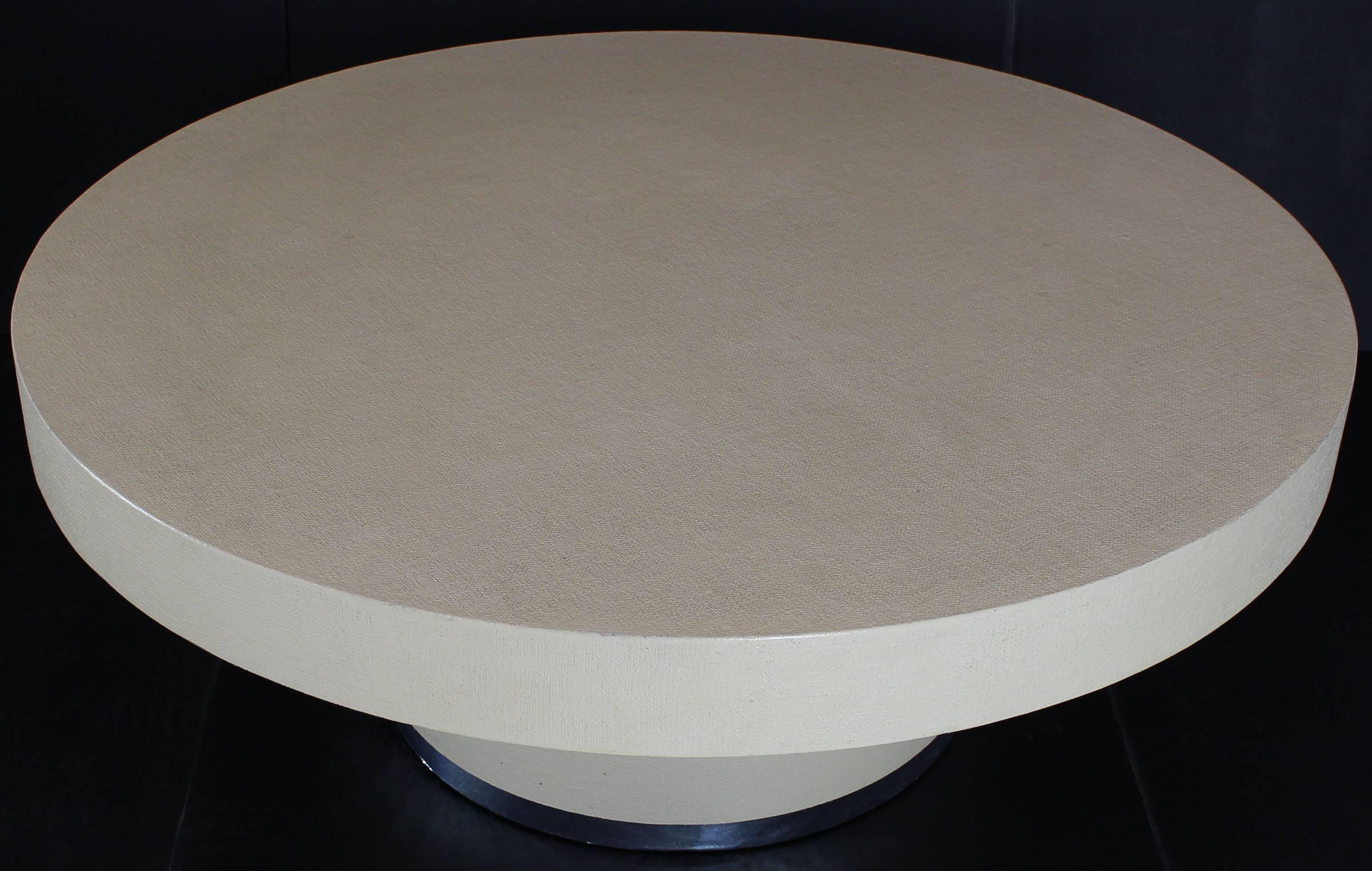 beige round coffee table