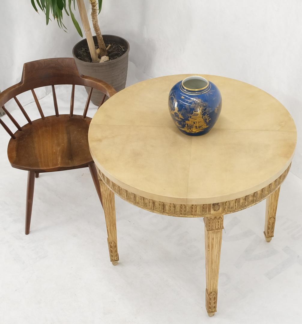 Round Lacquered leather parchment top occasional lamp accent table stand.
Stunning studio custom quality piece.